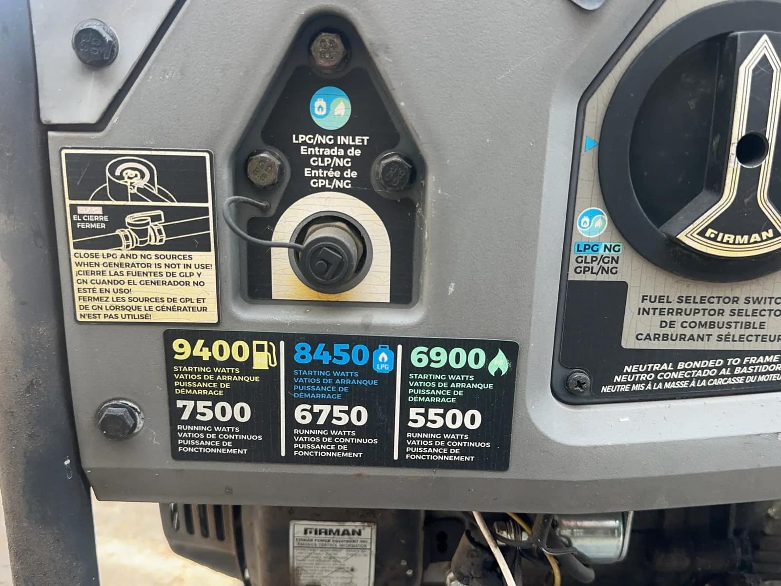 Firman T07573 Tri Fuel Generator, photo 10 of 11