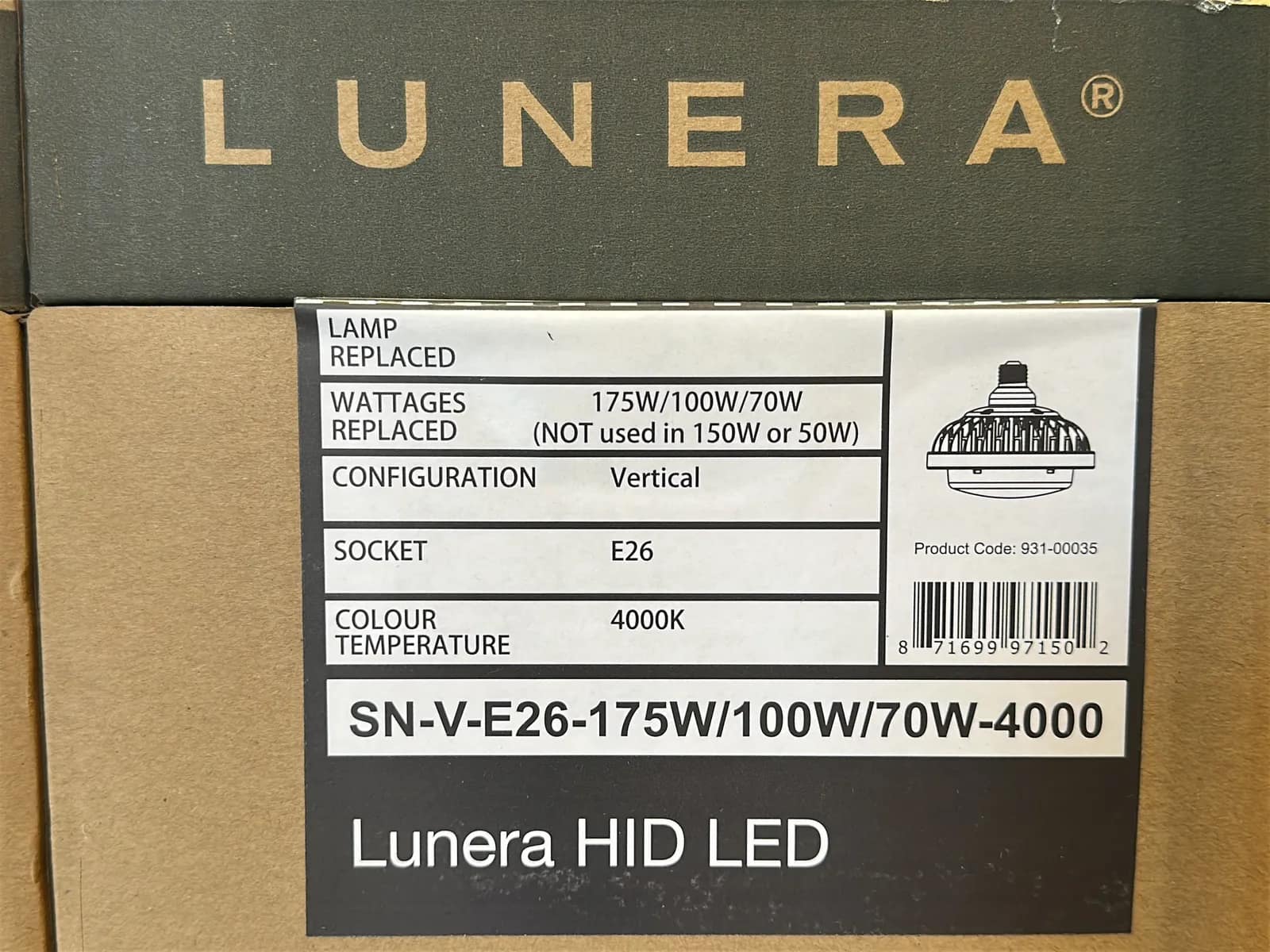 (225) Lunera LED Vertical Susan Lamps 175W/100W/70W E26 - $25,875 Approximate Retail Value (Unused), photo 2 of 6