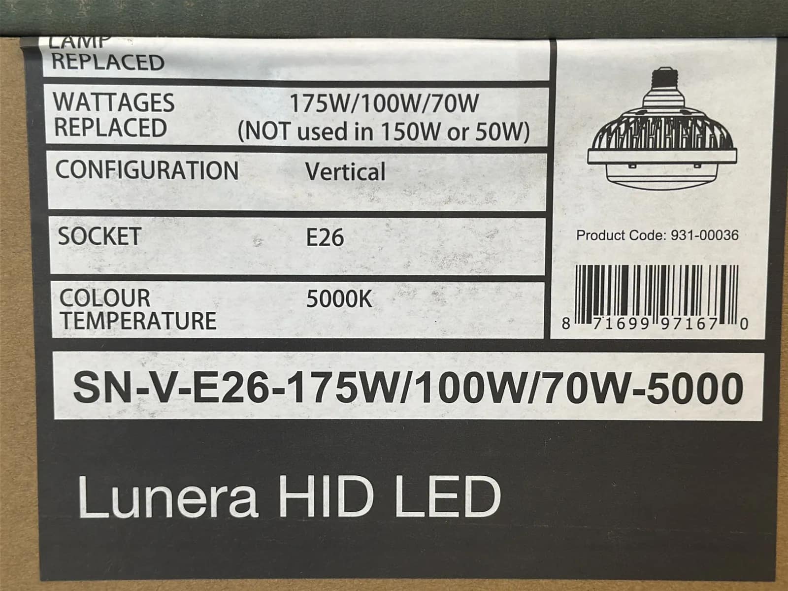 (225) Lunera LED Vertical Susan Lamps 175W/100W/70W E26 - $25,875 Approximate Retail Value (Unused), photo 3 of 6
