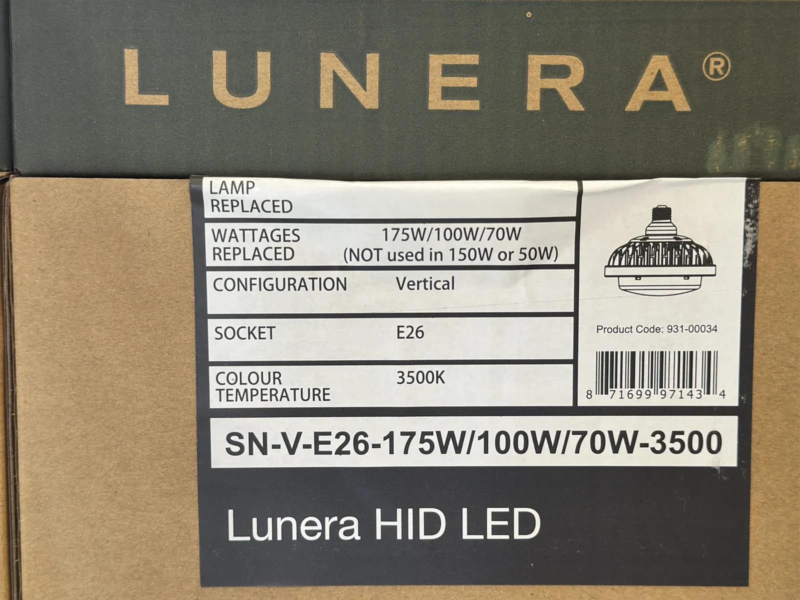 (225) Lunera LED Vertical Susan Lamps 175W/100W/70W E26 - $25,875 Approximate Retail Value (Unused), photo 3 of 5