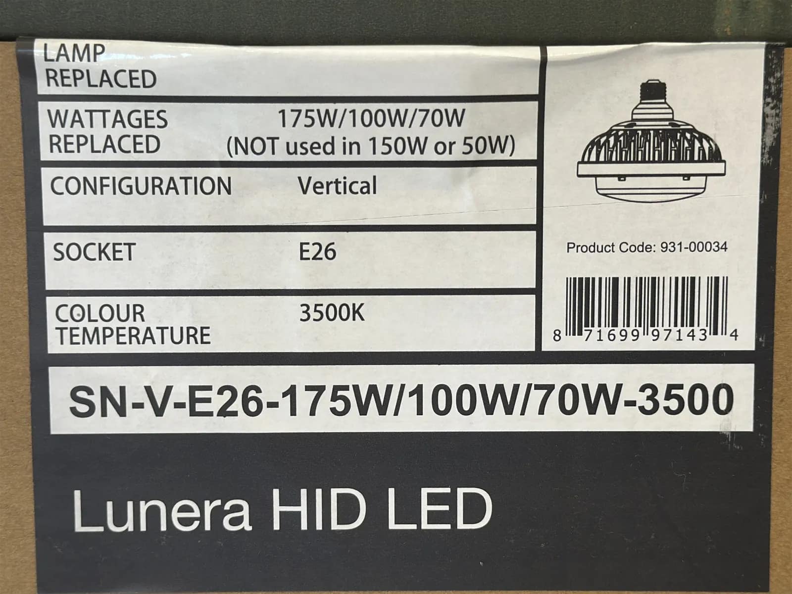 (225) Lunera LED Vertical Susan Lamps 175W/100W/70W E26 - $25,875 Approximate Retail Value (Unused), photo 4 of 5