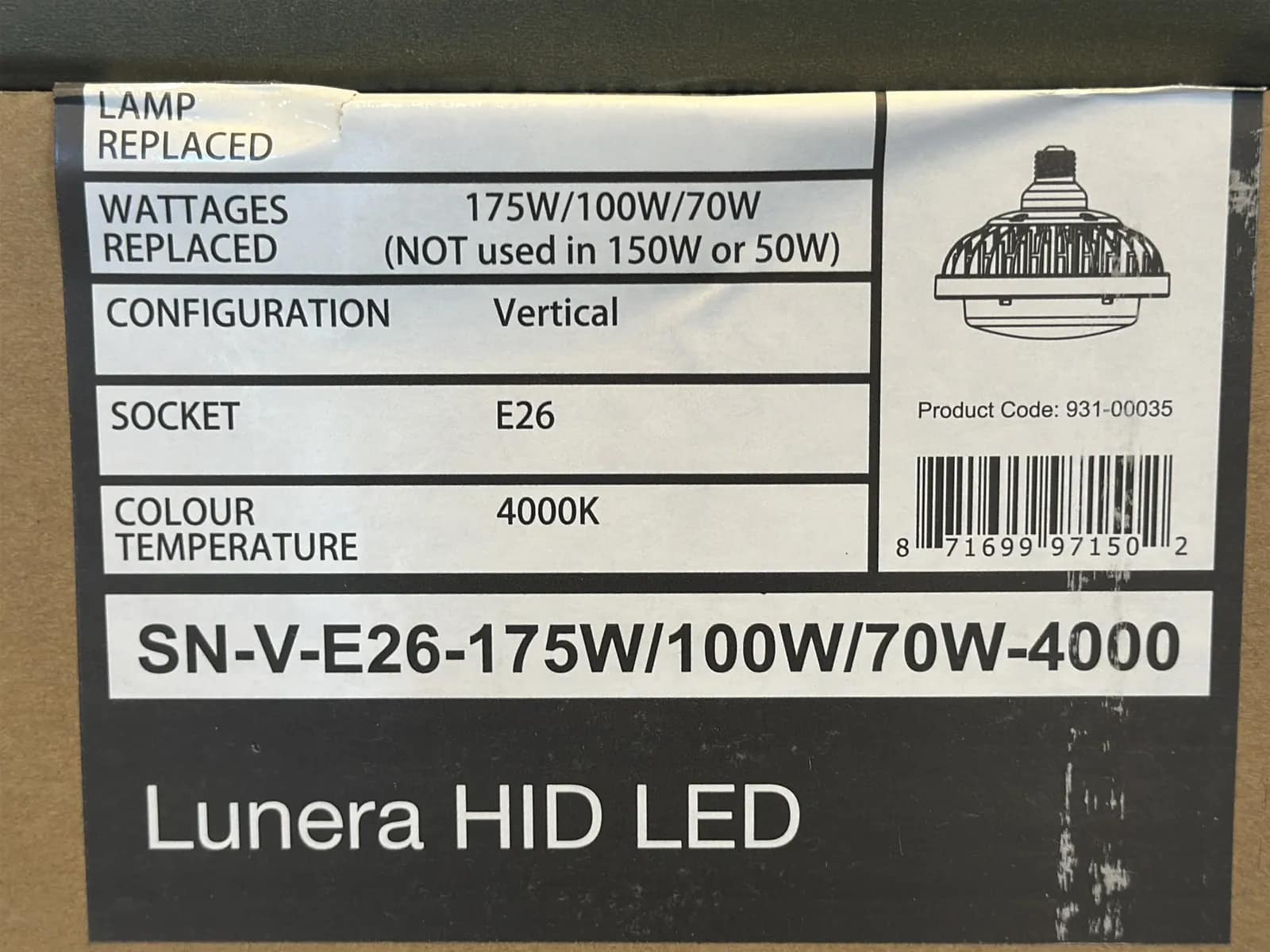 (150) Lunera LED Vertical Susan Lamps 175W/100W/70W E26 - $17,250 Approximate Retail Value (Unused), photo 3 of 6