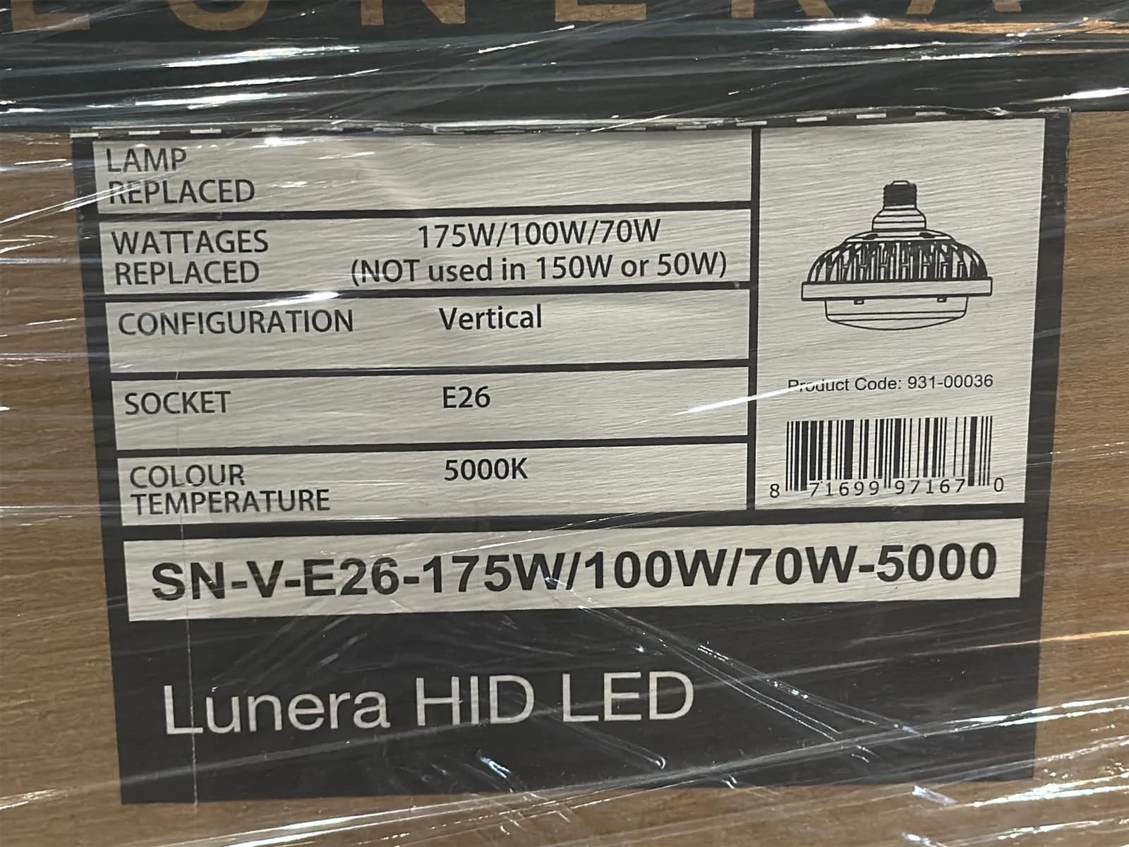 (225) Lunera LED Vertical Susan Lamps 175W/100W/70W E26 - $25,875 Approximate Retail Value (Unused), photo 6 of 6
