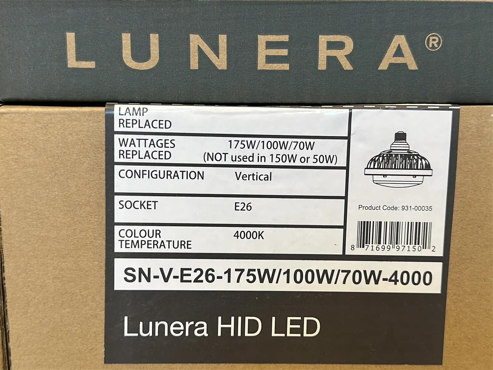 (225) Lunera LED Vertical Susan Lamps 175W/100W/70W E26 - $25,875 Approximate Retail Value (Unused), photo 2 of 5