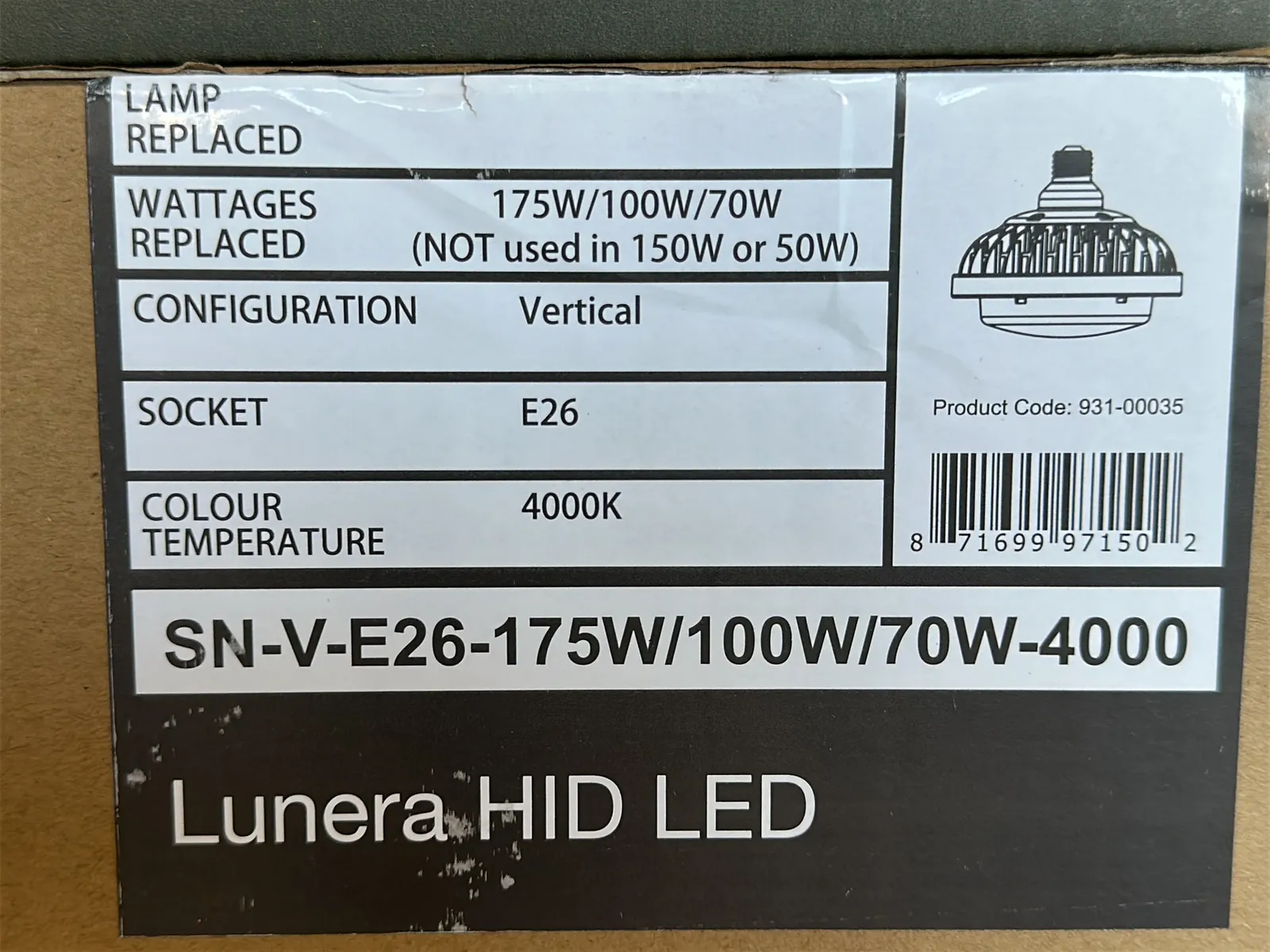 (225) Lunera LED Vertical Susan Lamps 175W/100W/70W E26 - $25,875 Approximate Retail Value (Unused), photo 3 of 6