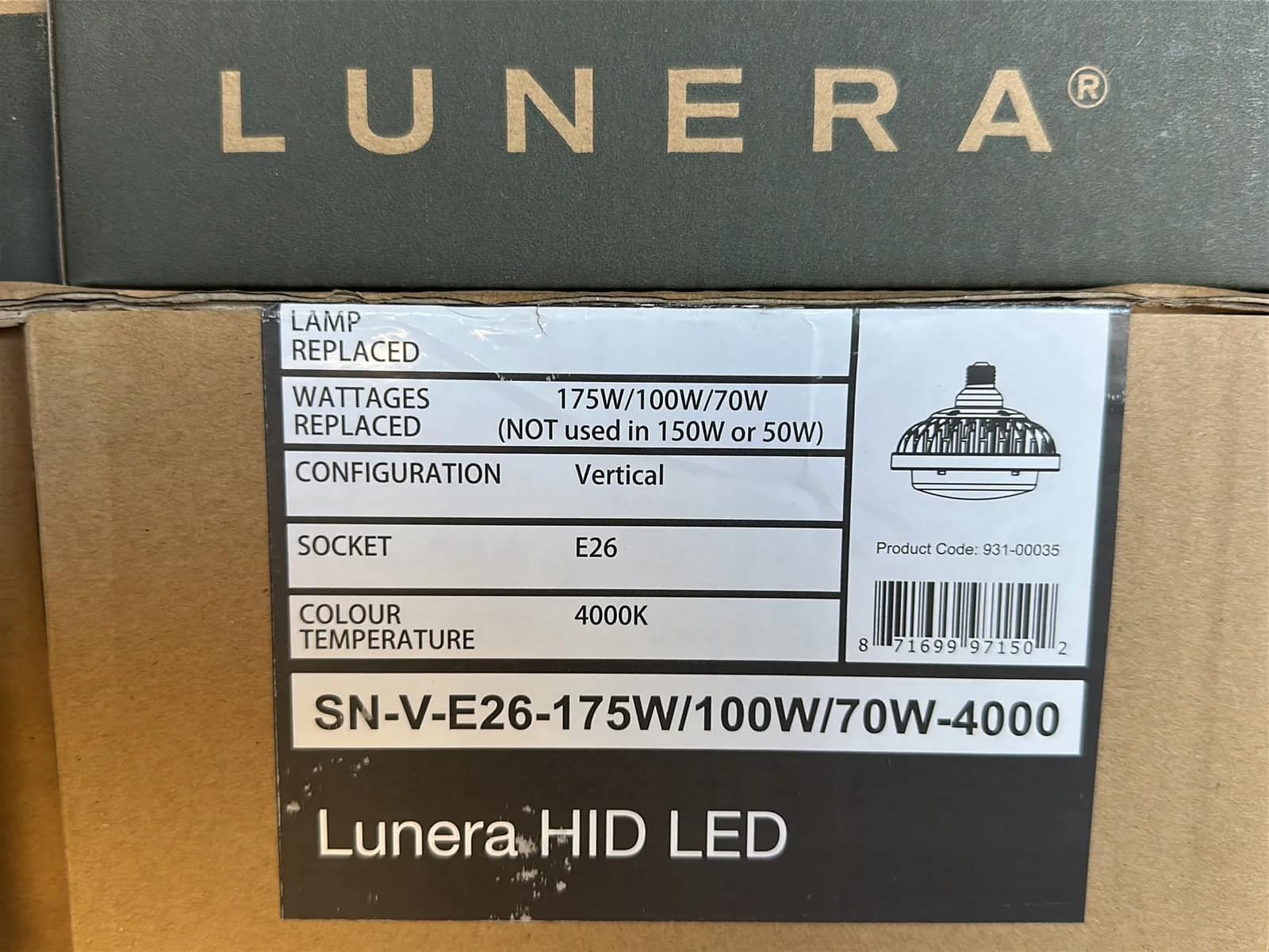 (225) Lunera LED Vertical Susan Lamps 175W/100W/70W E26 - $25,875 Approximate Retail Value (Unused), photo 2 of 6