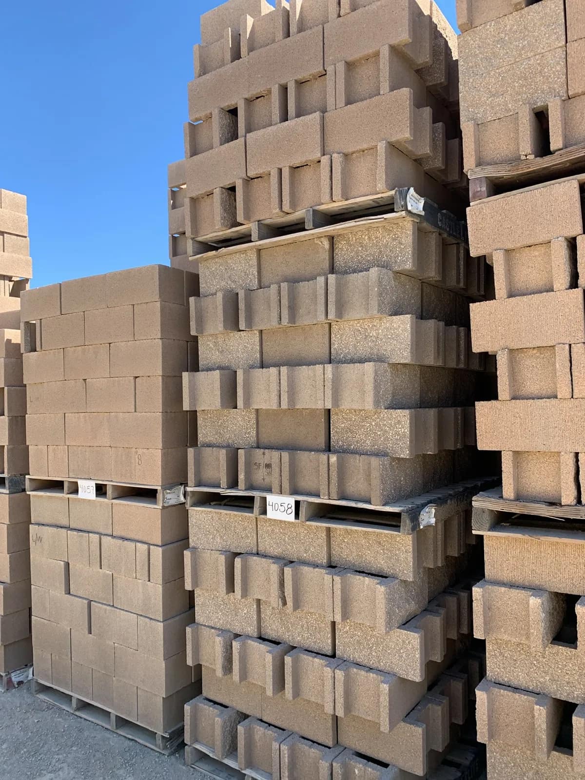 (3) Pallets 10x8x16 Split One Side H Block Tan, photo 3 of 3