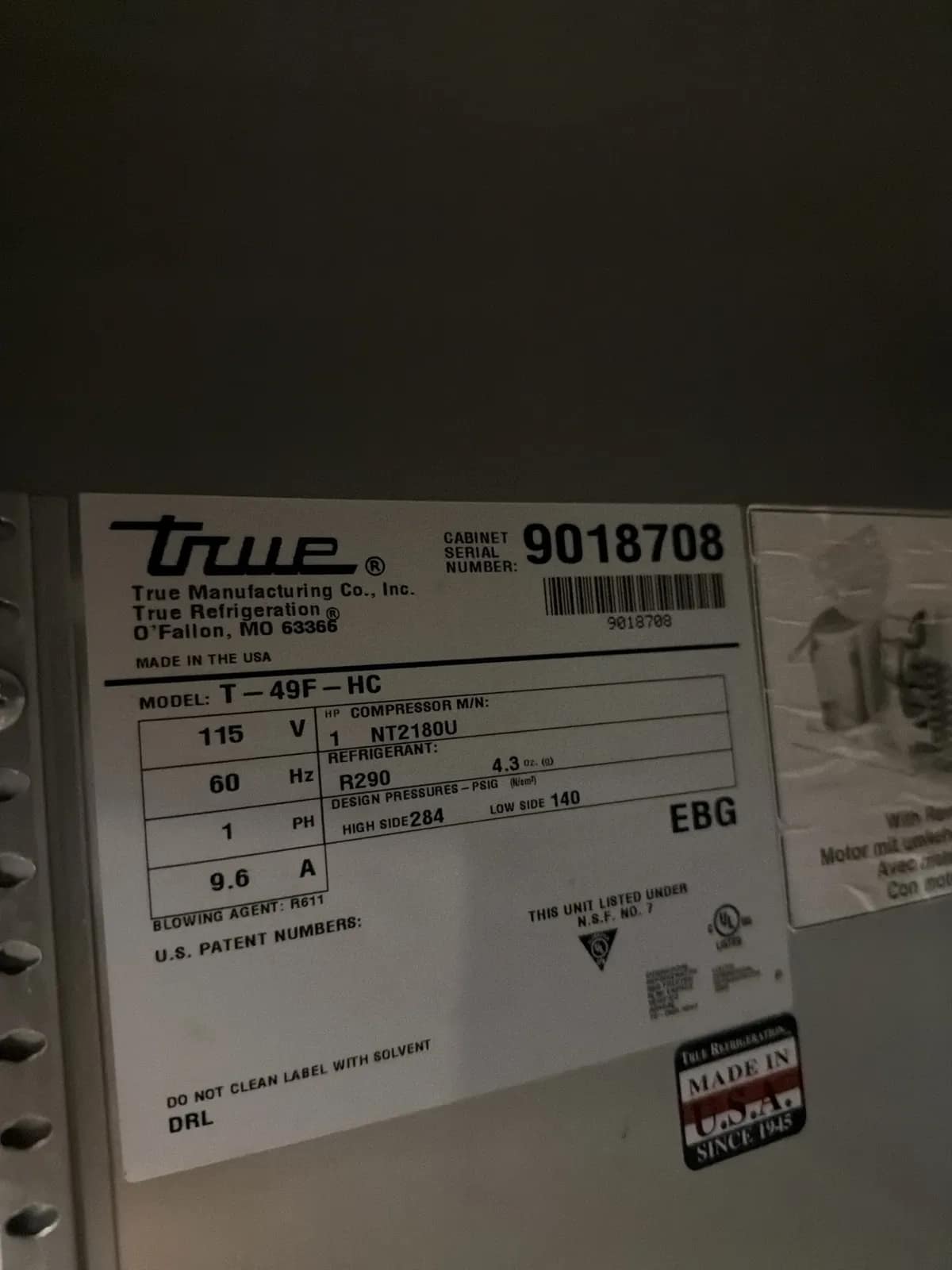 True Two Door Freezer, photo 7 of 7