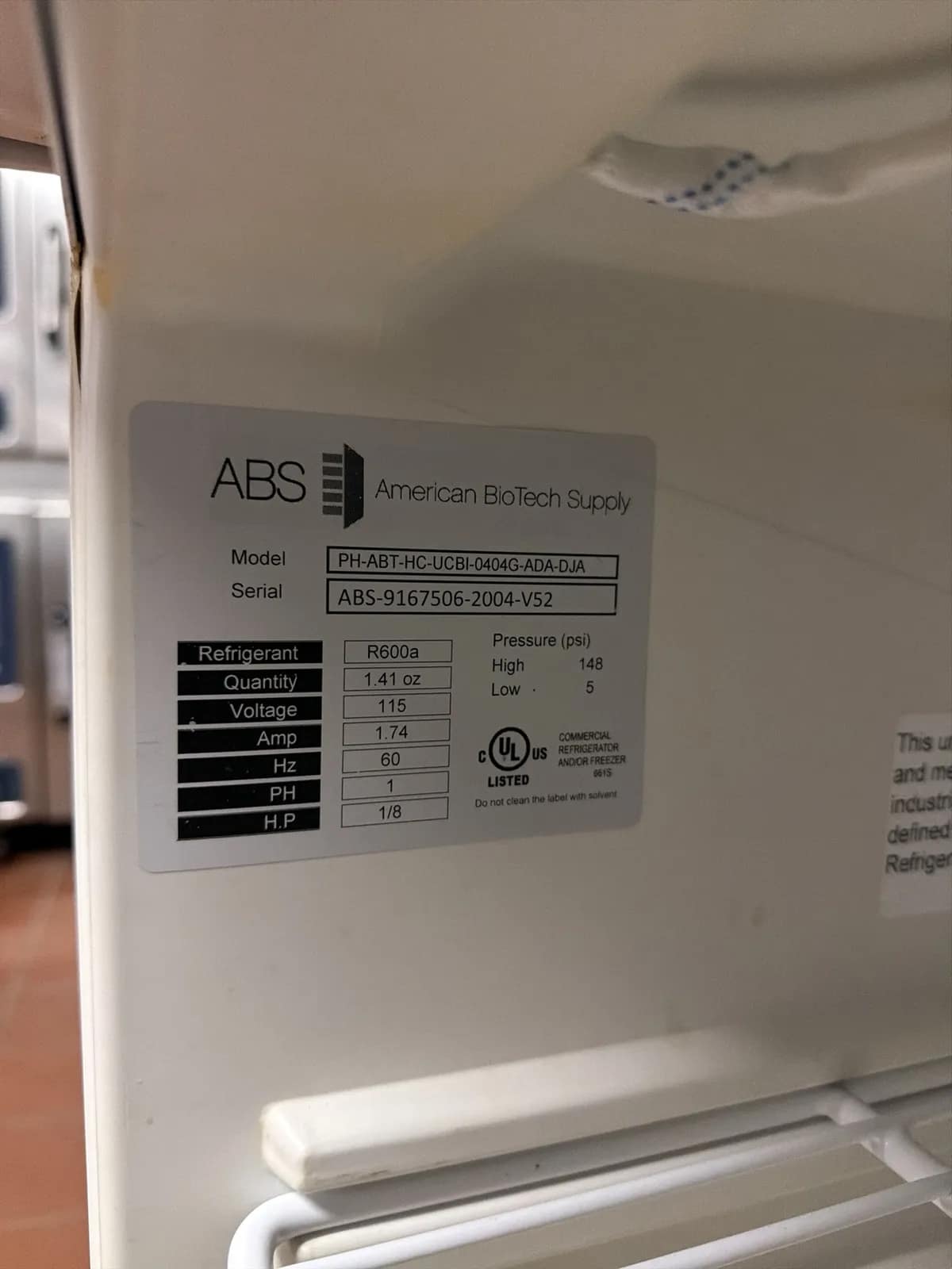 ABS Undercounter Refrigerator Single Glass Door, photo 6 of 6