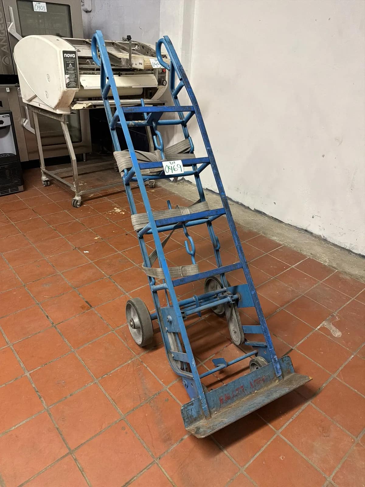 Vintage Blue Hand Truck Dolly With Rubber Wheels, photo 2 of 9