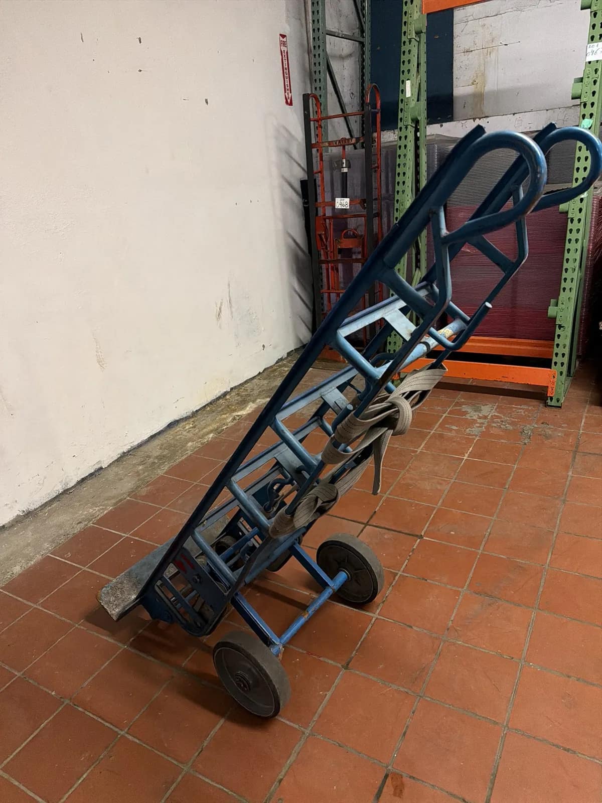 Vintage Blue Hand Truck Dolly With Rubber Wheels, photo 5 of 9