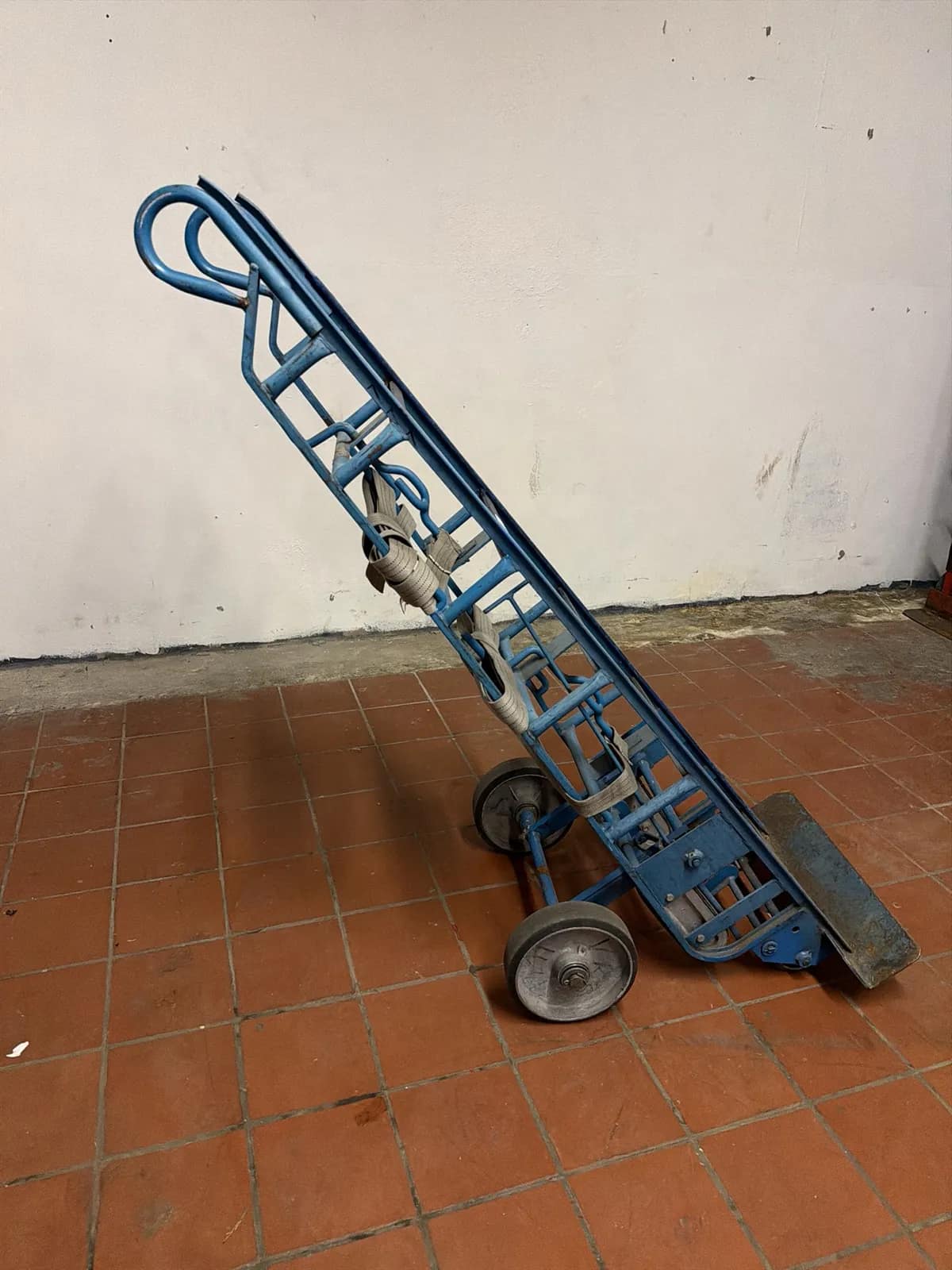 Vintage Blue Hand Truck Dolly With Rubber Wheels, photo 3 of 9
