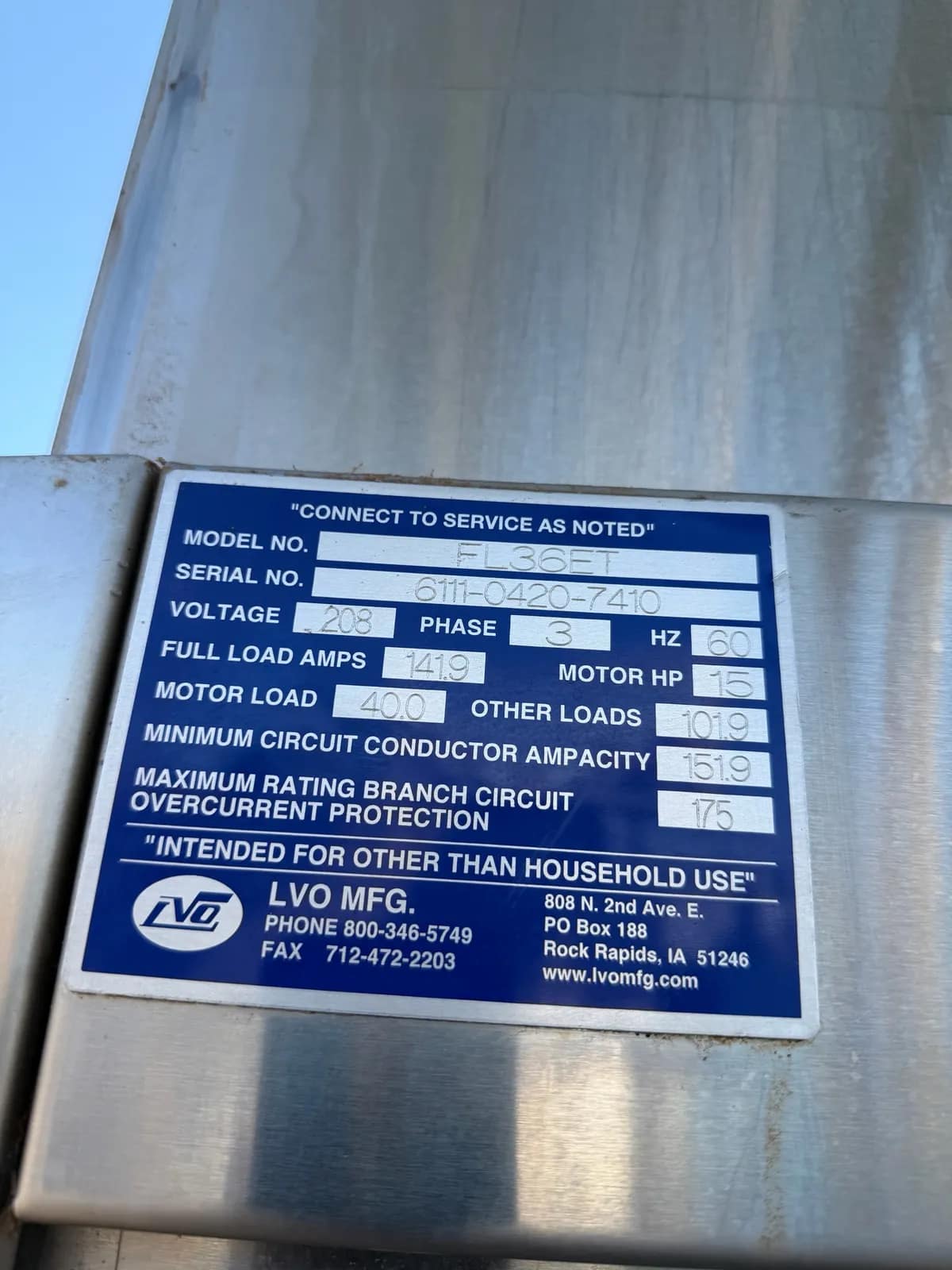Commercial Stainless Steel High Temp Dishwasher With High Capacity (Condition Unknown)208 Volts 3PH, photo 10 of 10