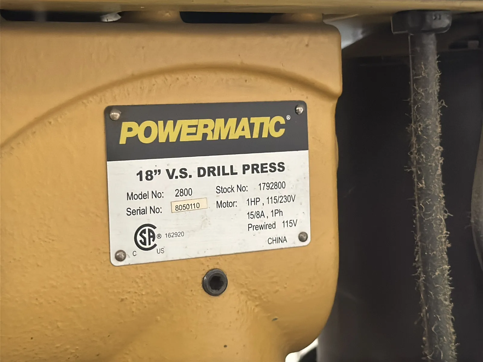 Powermatic 18” V.S. Drill Press Model 2800, photo 7 of 7