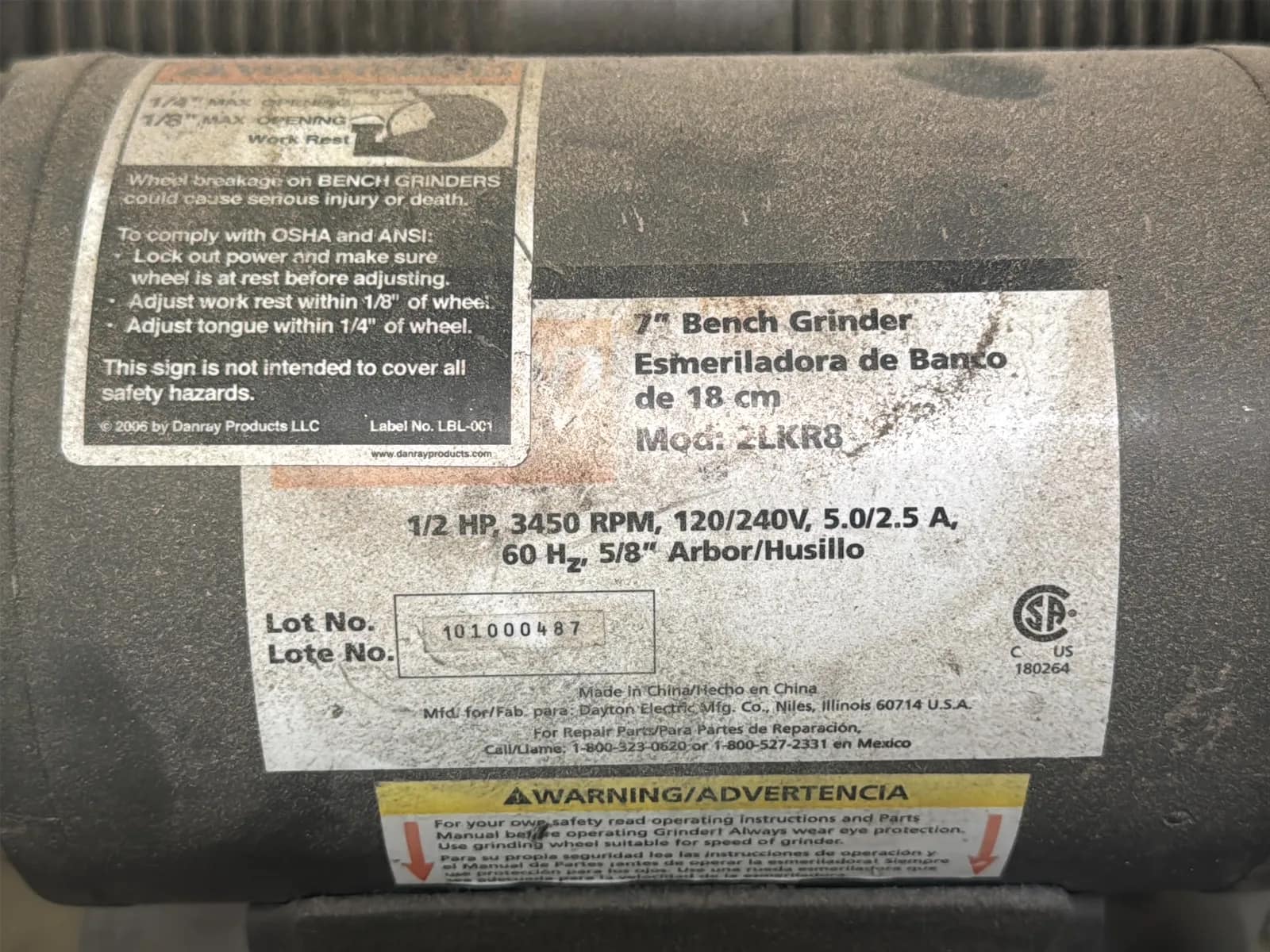 Dayton 7" 1/2HP Dual Bench Grinder, photo 4 of 4