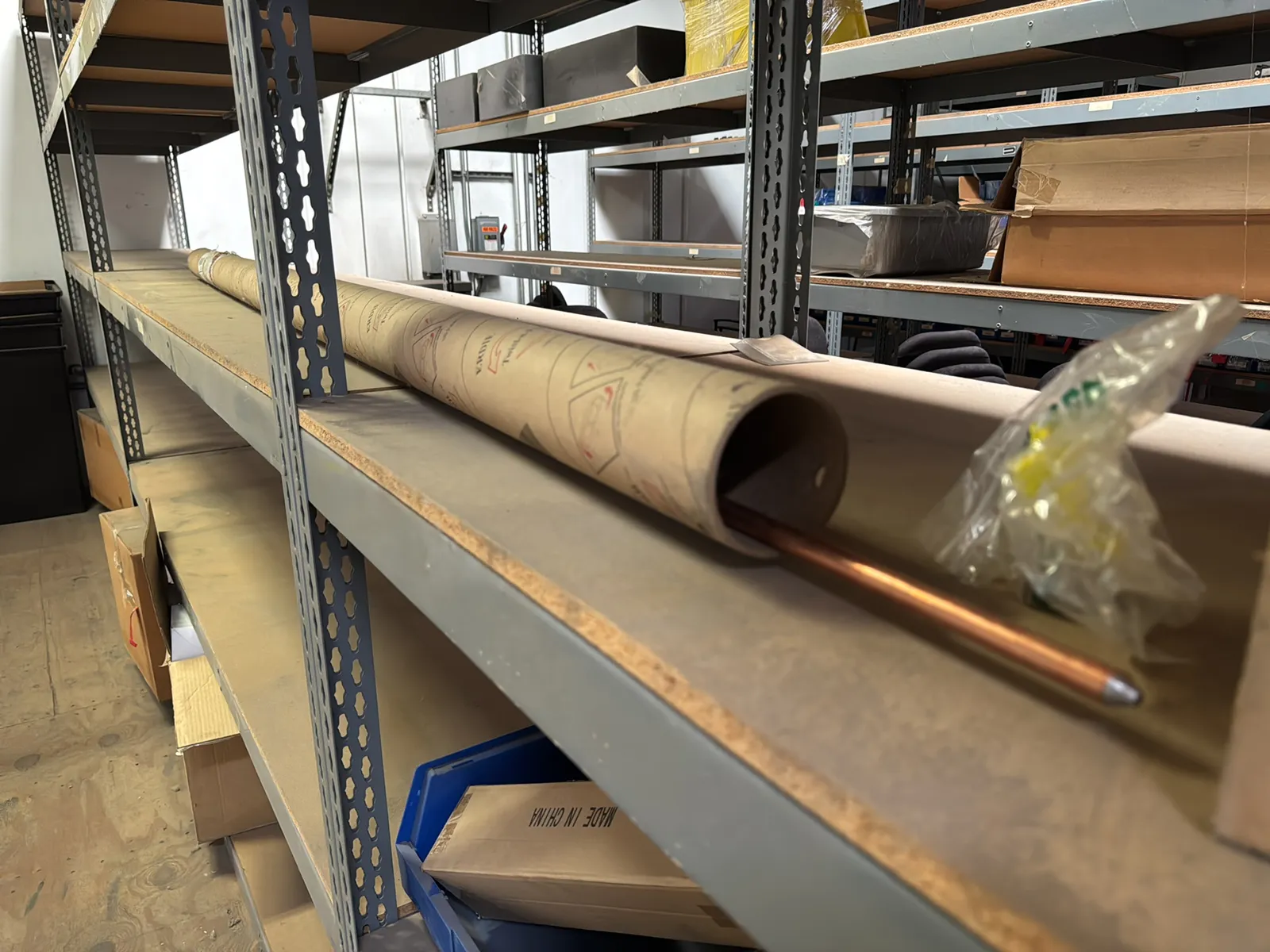 (4) Adjustable Metal Shelving Units with Contents: Lighting Diffusers Masking Tape And More, photo 7 of 10