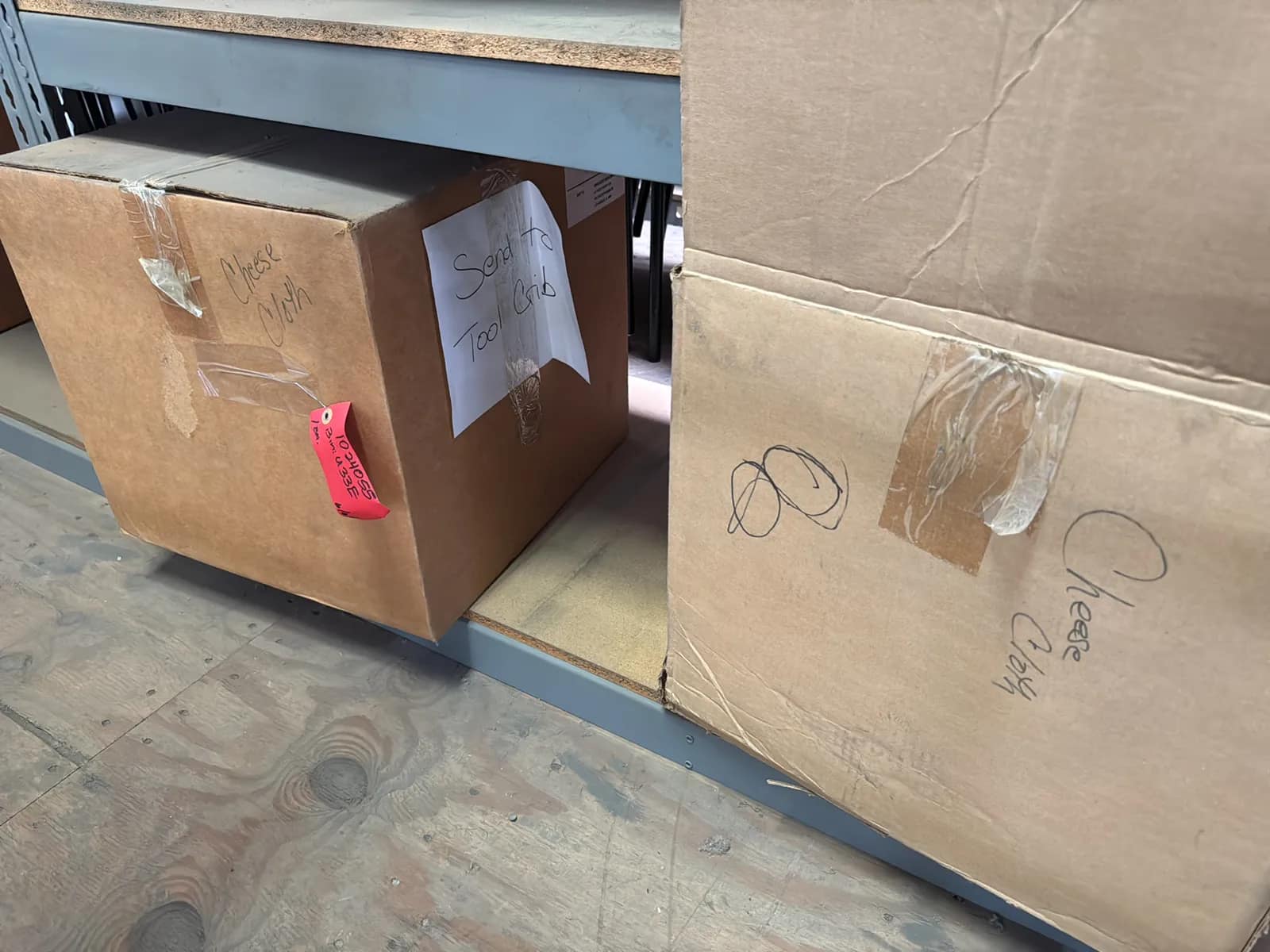 (4) Adjustable Metal Shelving Units with Contents: Lighting Diffusers Masking Tape And More, photo 8 of 10