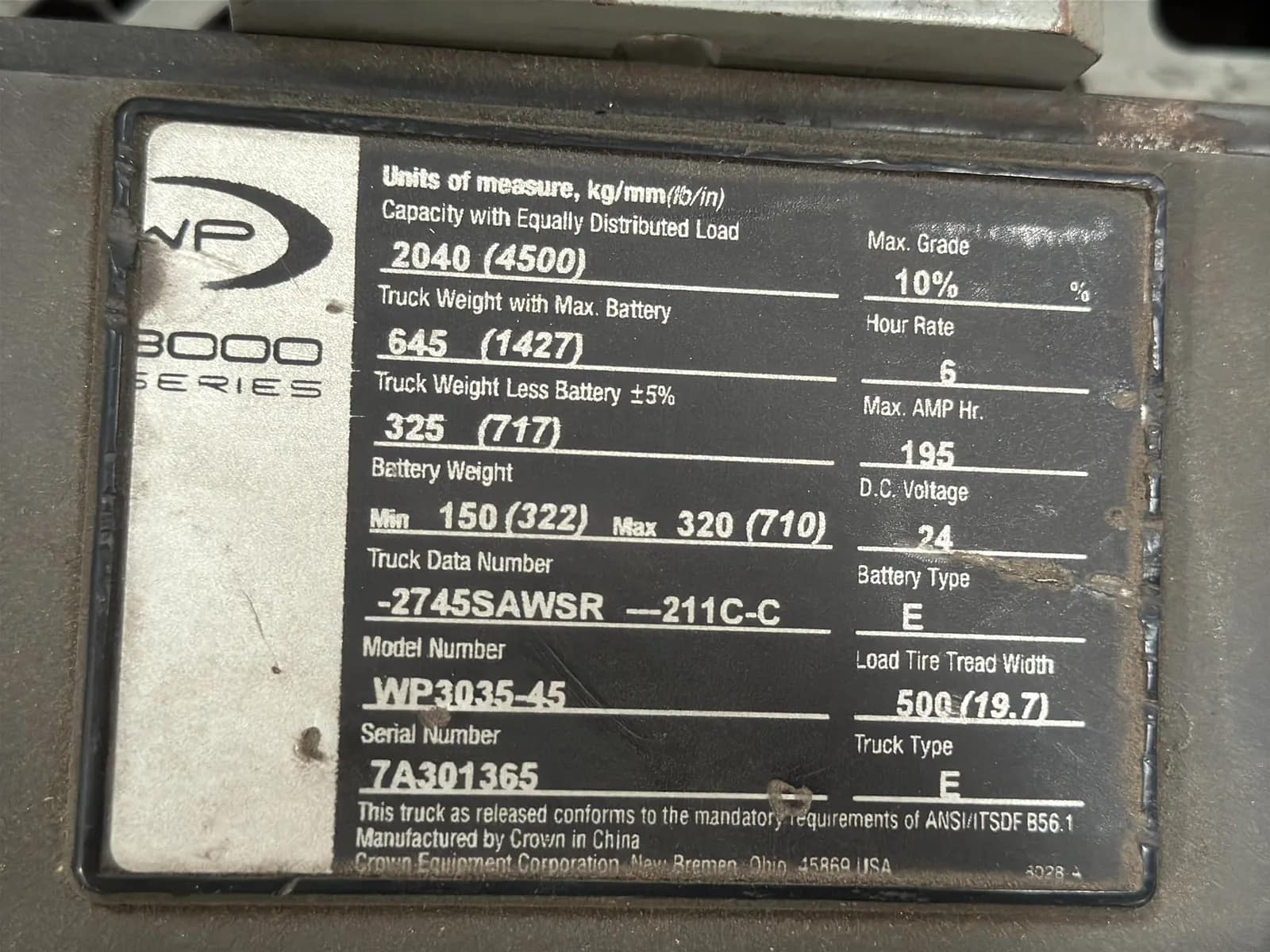 Crown WP 4500lb Capacity Electric Pallet Jack, photo 6 of 10