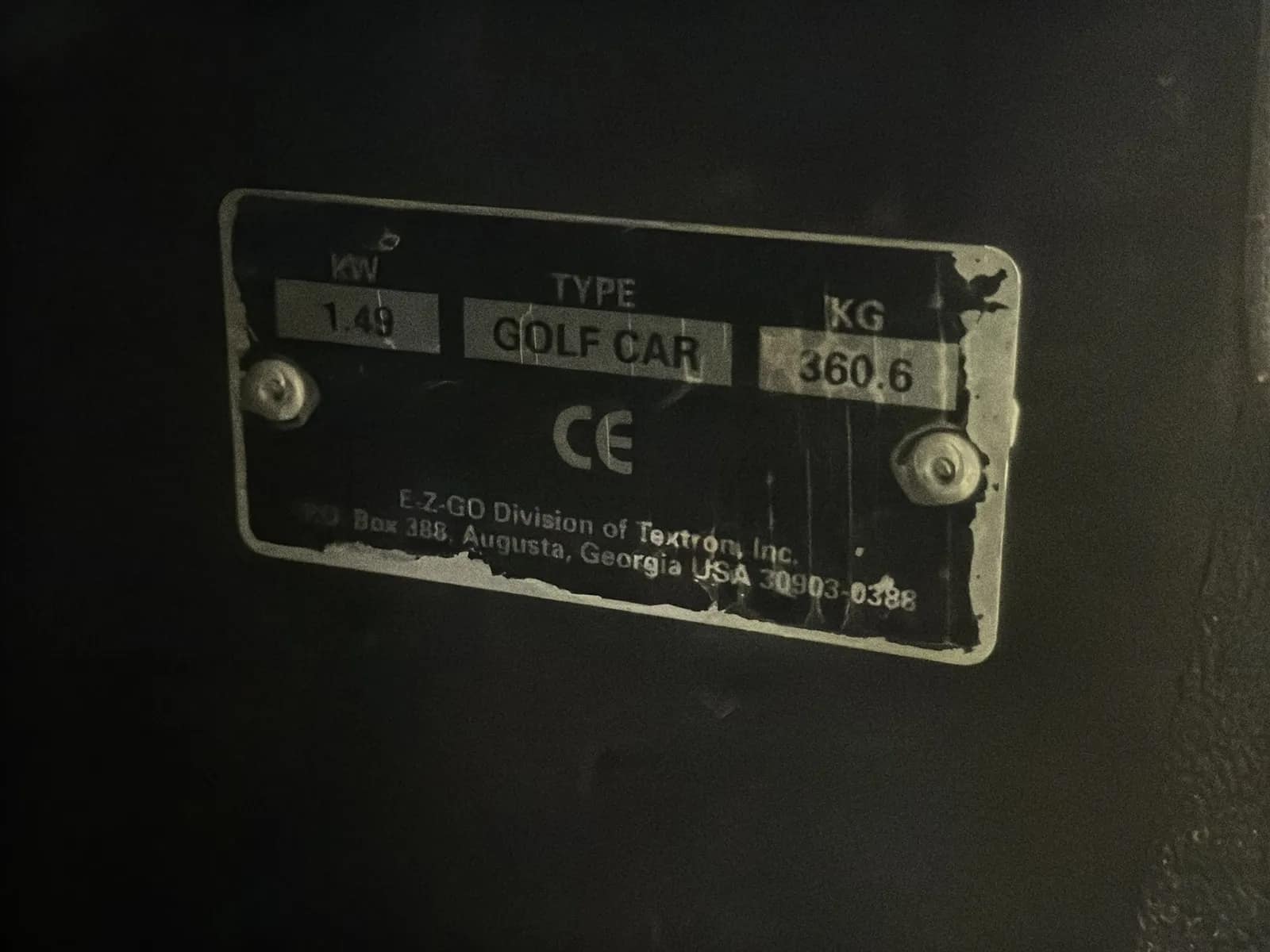 EZ-GO Electric Golf Cart (Not Running), photo 19 of 21