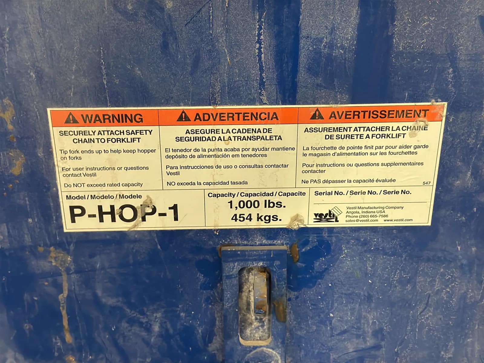 Vestil 1,000lb Capacity Mobile Tilting Hopper, photo 6 of 11