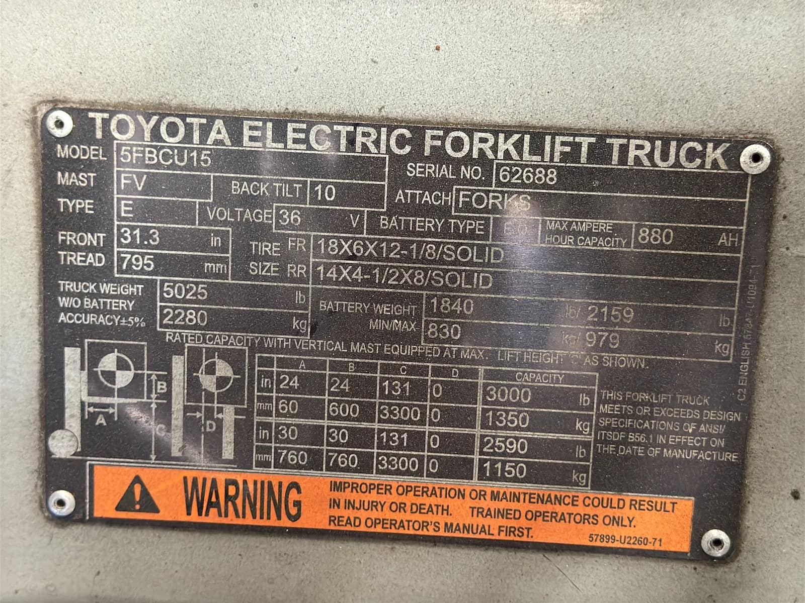 Toyota 5FBCU15 3,000lb Capacity Electric Forklift, photo 22 of 47