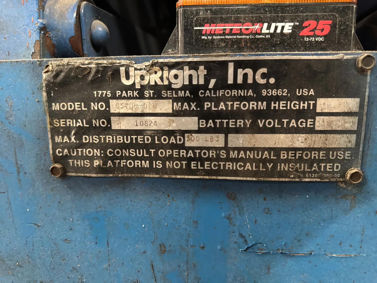 Upright MX19 Electric Scissor Lift (Not Running), photo 8 of 14