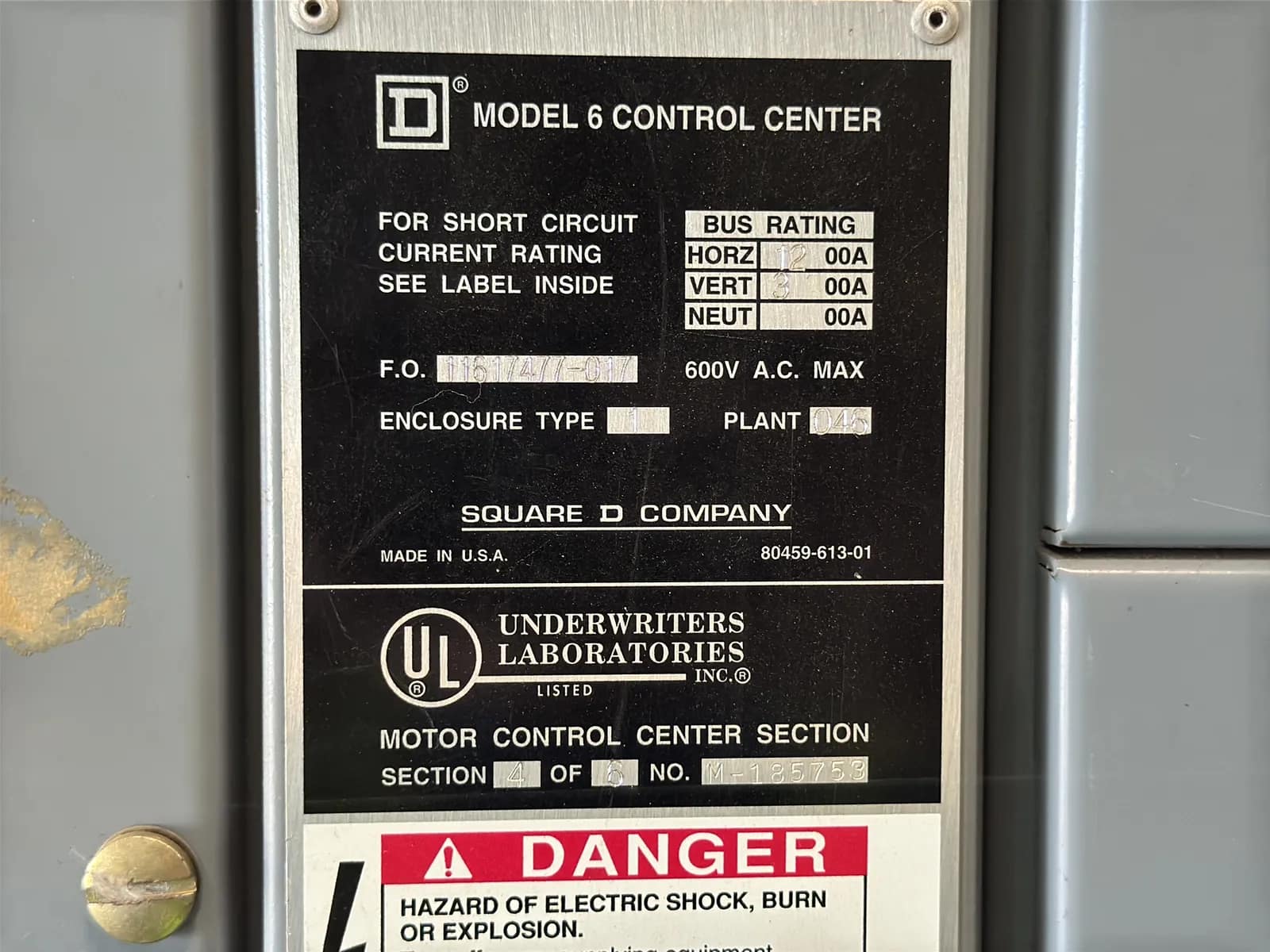 D Model 6 Motor Control Multi Unit Control Panel, photo 15 of 17