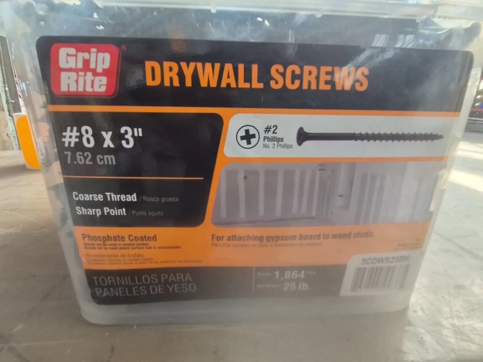 (1) Bucket, Drywall Screws, #8x3", 7.62 cm, photo 2 of 4