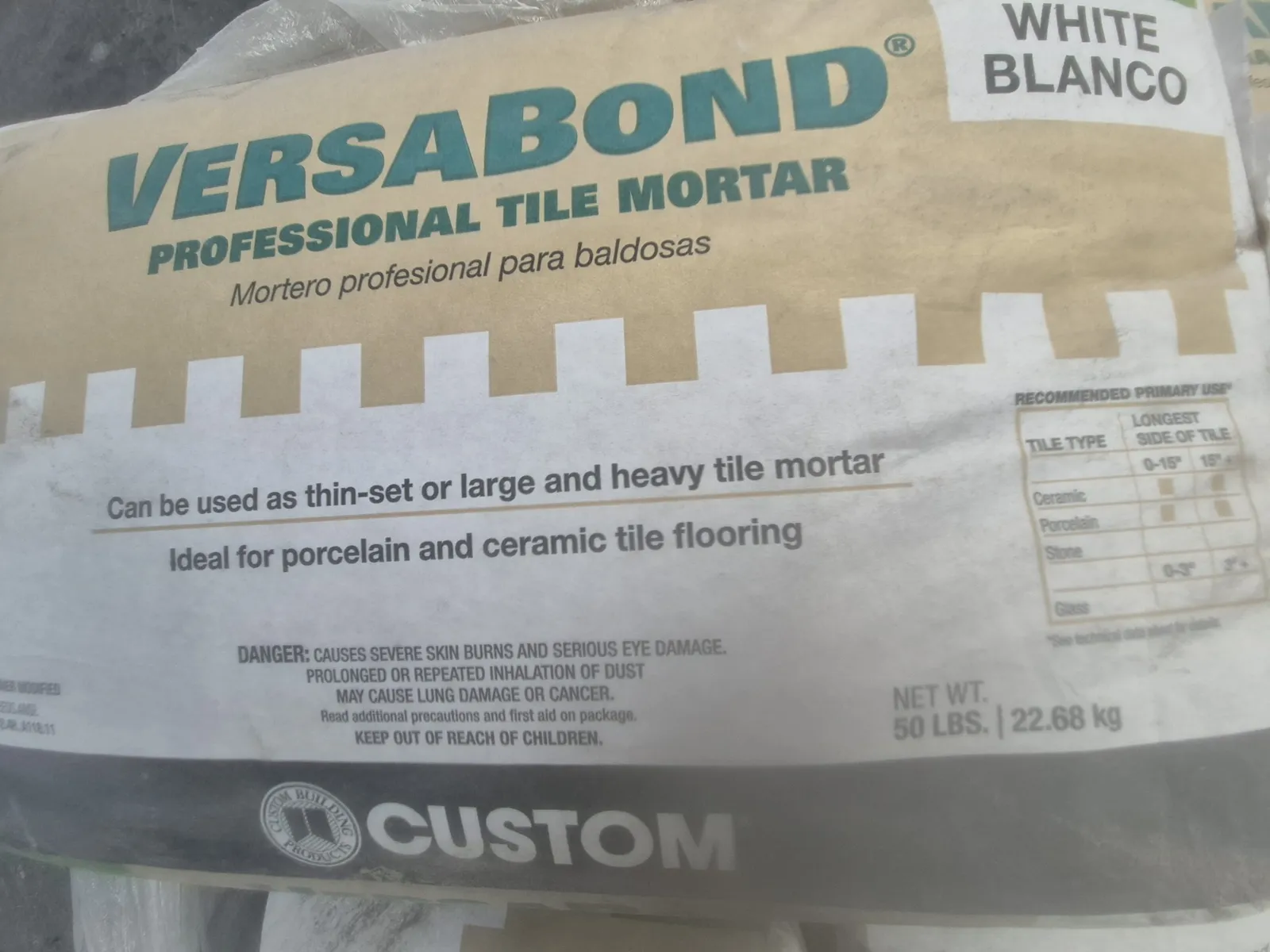 Content Of Pallet: Approximately (30) Bag - VersaBond, Tile Mortar, photo 3 of 3