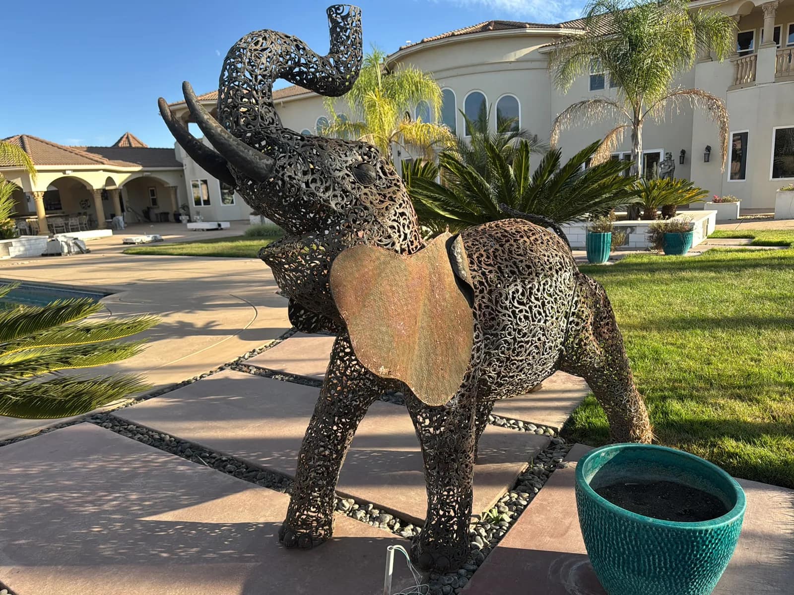 Garden Items: Steel Filigree Elephant Sculpture, photo 3 of 7