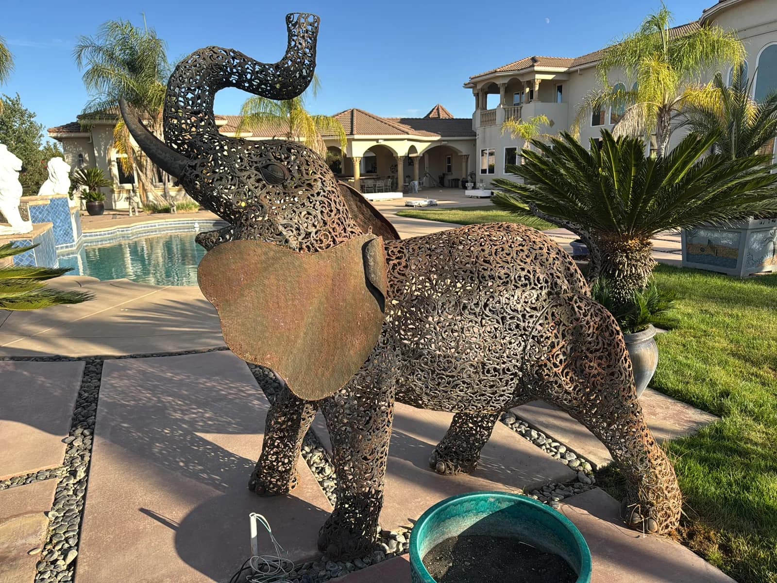 Garden Items: Steel Filigree Elephant Sculpture, photo 2 of 7