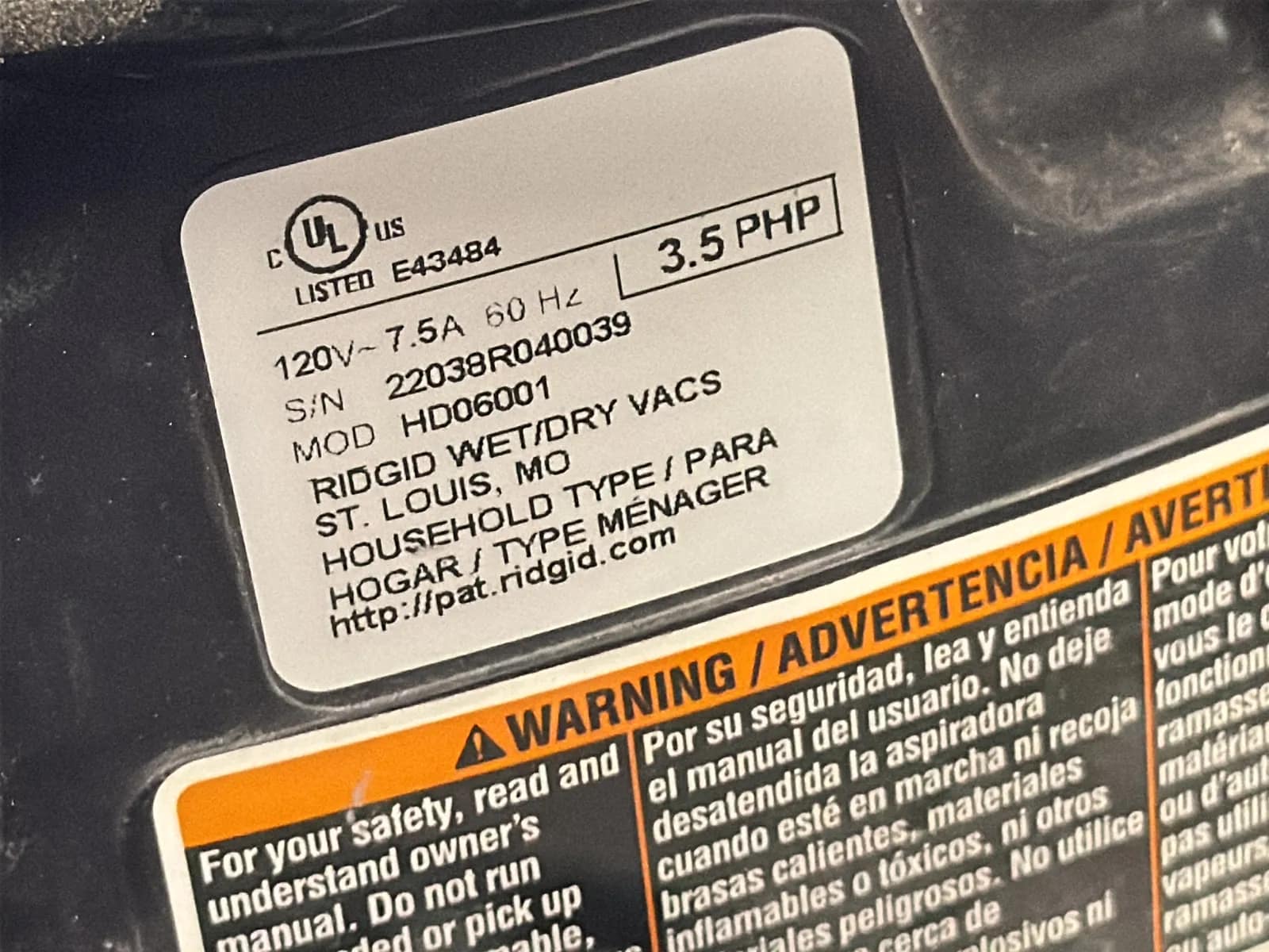 Ridgid Wet/Dry Vac, photo 7 of 9