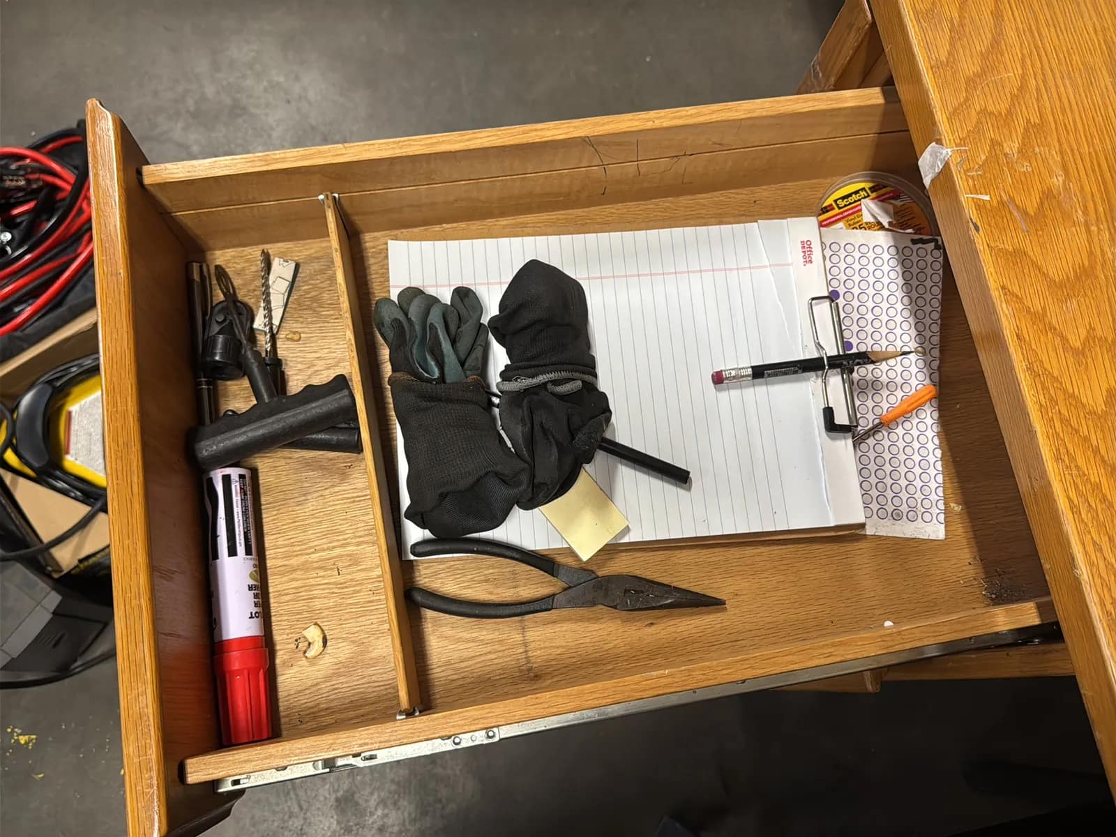 Wood Office Desk With Chair And Contents, photo 6 of 10
