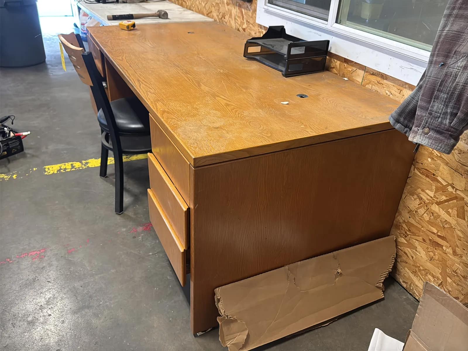 Wood Office Desk With Chair And Contents, photo 3 of 10