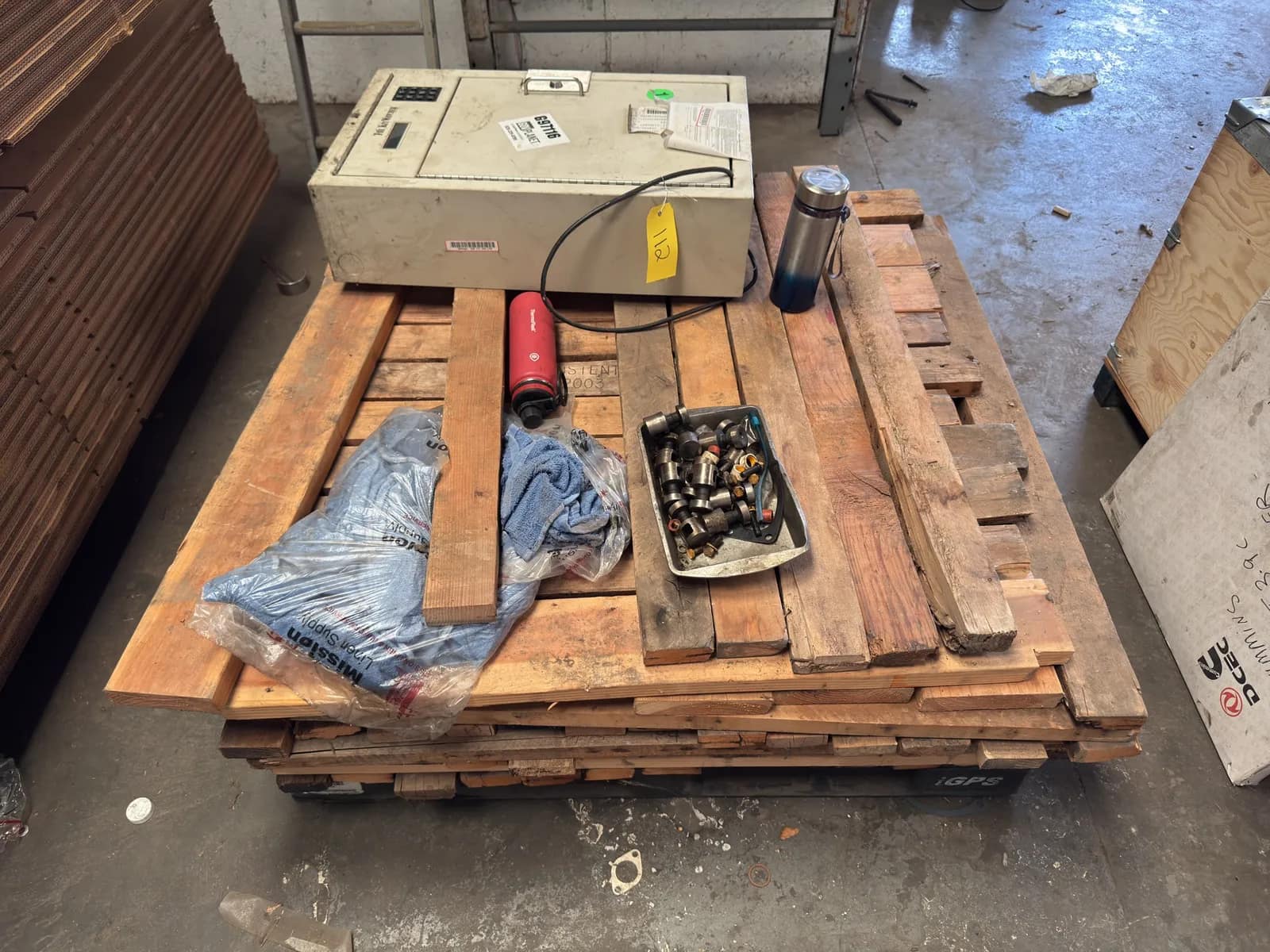 Contents Of Pallet: Assorted Wood, The Key Watcher Lockbox And More, photo 2 of 7