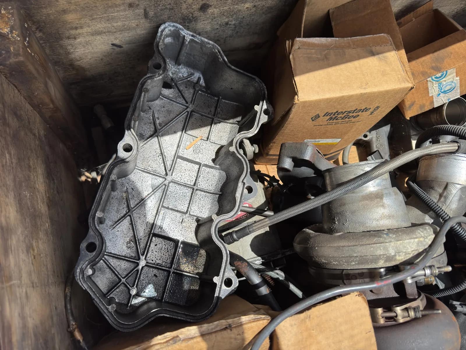 Contents Of Bin: Assorted Diesel Engine Core Parts, photo 8 of 10
