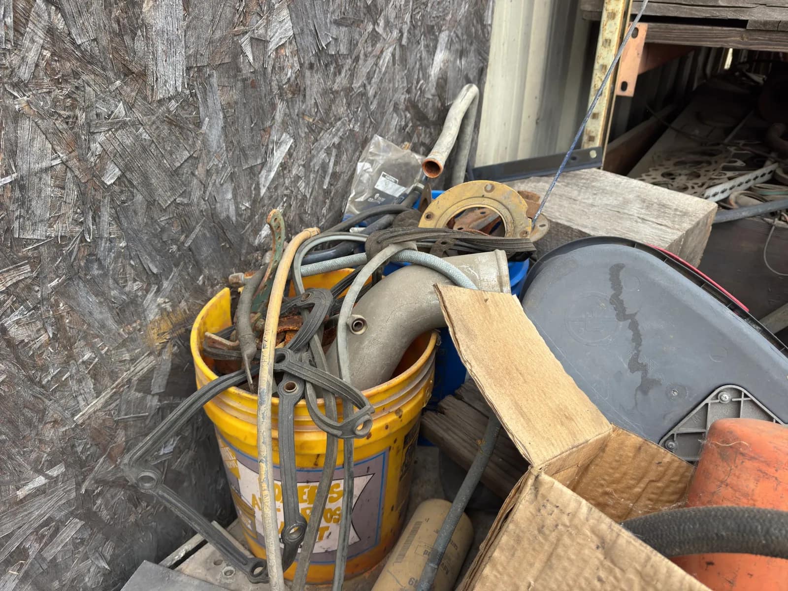 Contents Of Steel Table: Oil Pan, Diesel Parts, Shop Vac And More, photo 9 of 12