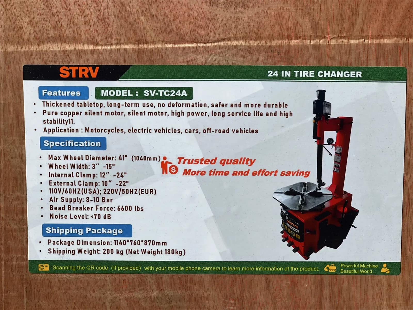2026 Starvox SV-TC24A 24" Tire Changer (Unused), photo 2 of 6