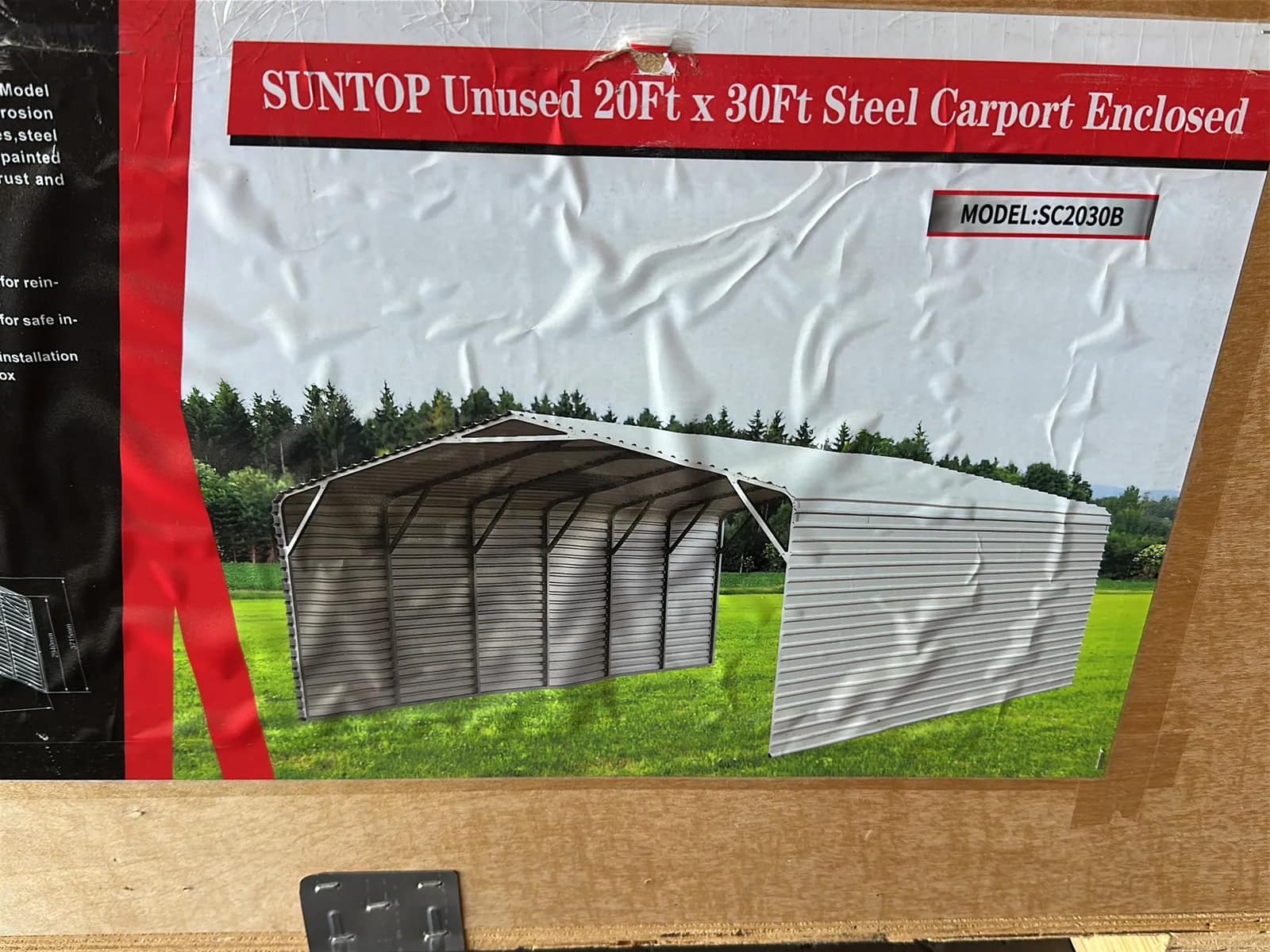 2026 Suntop SC2030B 20'x30' Steel Enclosed Carport (Unused), photo 5 of 8