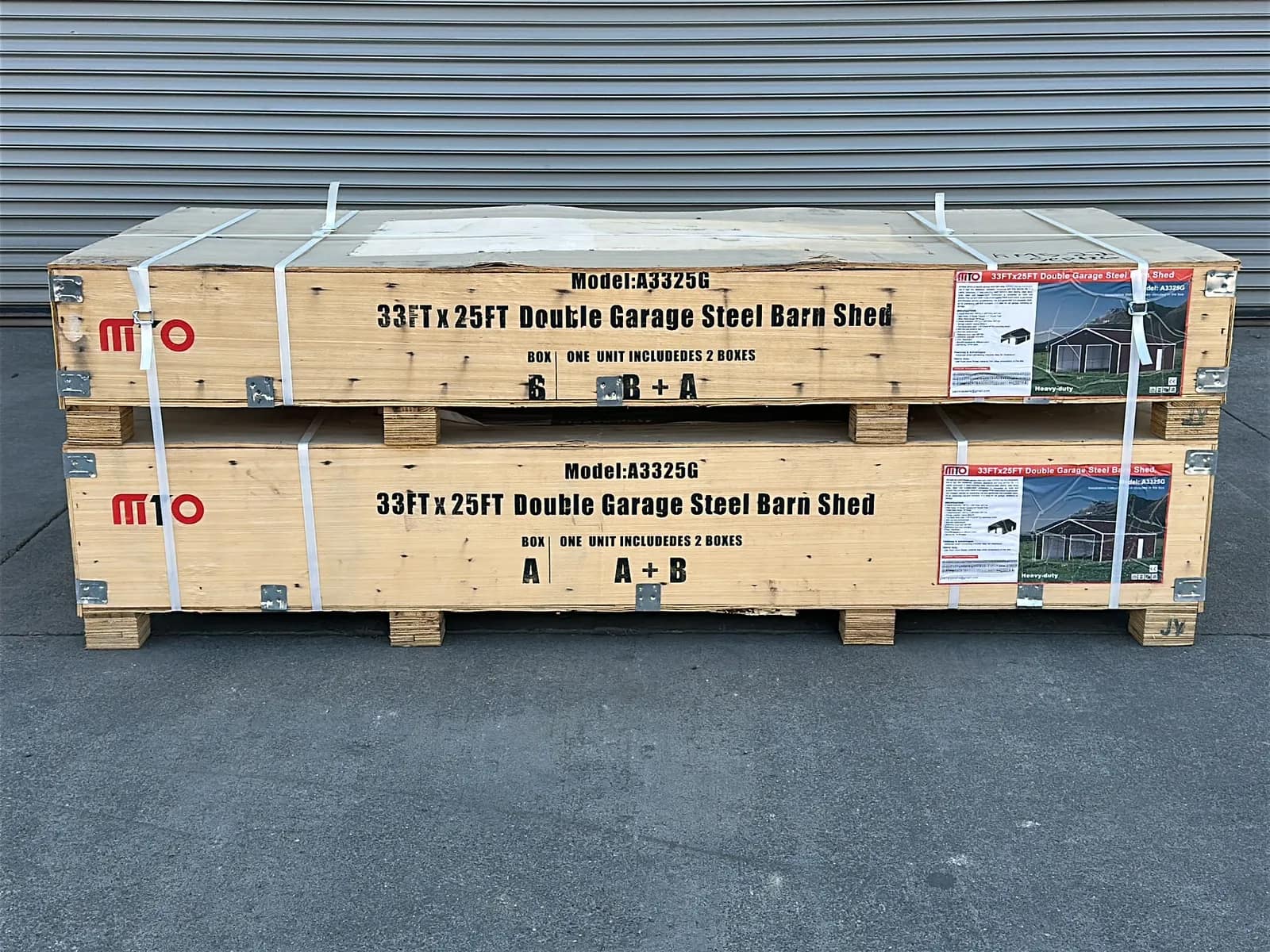 2026 MTO A3325G 33'x25' Heavy-Duty Double Garage Metal Barn Shed (Unused), photo 3 of 12