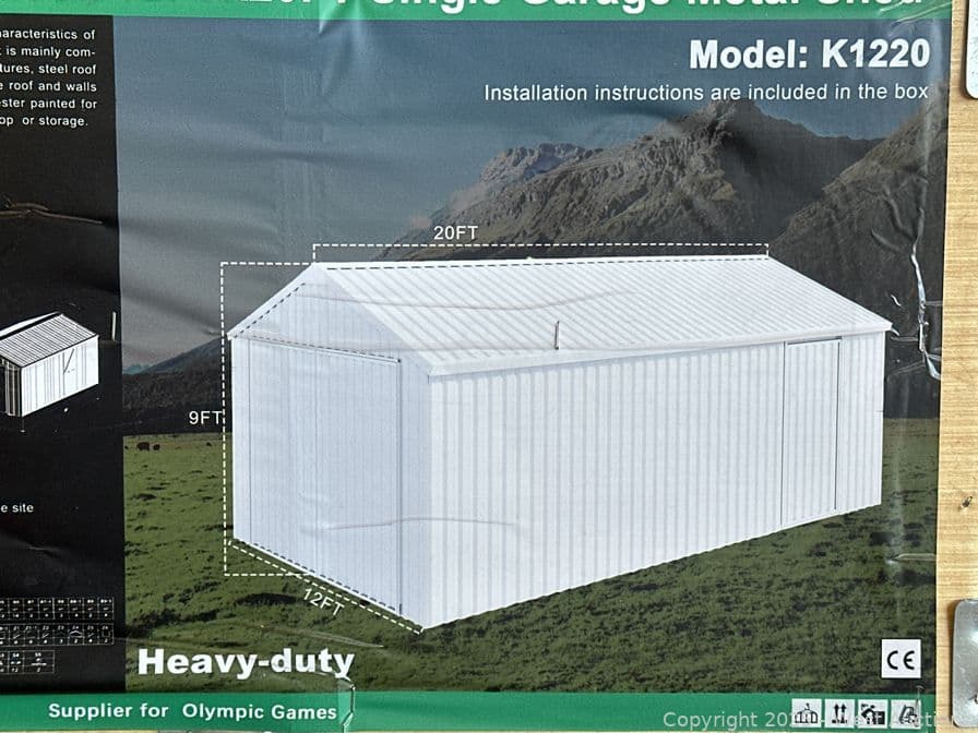 2025-kj-20x12-heavy-duty-single-garage-metal-shed-model-k1220-unused-mk762mid