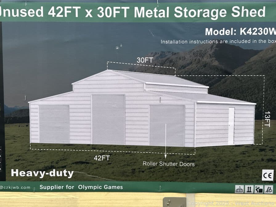 2025-kj-42x30-heavy-duty-metal-storage-shed-model-k4230w-unused-mk762yhl