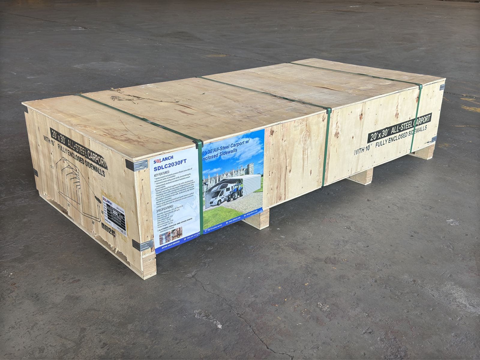 2025-sdlanch-sdlc2030ft-all-steel-carport-with-enclosed-walls-unused-mkywuuwl