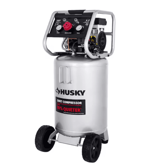 husky-20-gal-165-psi-vertical-electric-oil-free-quiet-auto-workshop-air-compressor-with-dual-gauges--599696