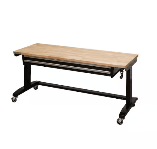husky-62-in-w-x-24-in-d-2-drawer-adjustable-height-black-workbench-table-with-solid-wood-top-389-ret-599697