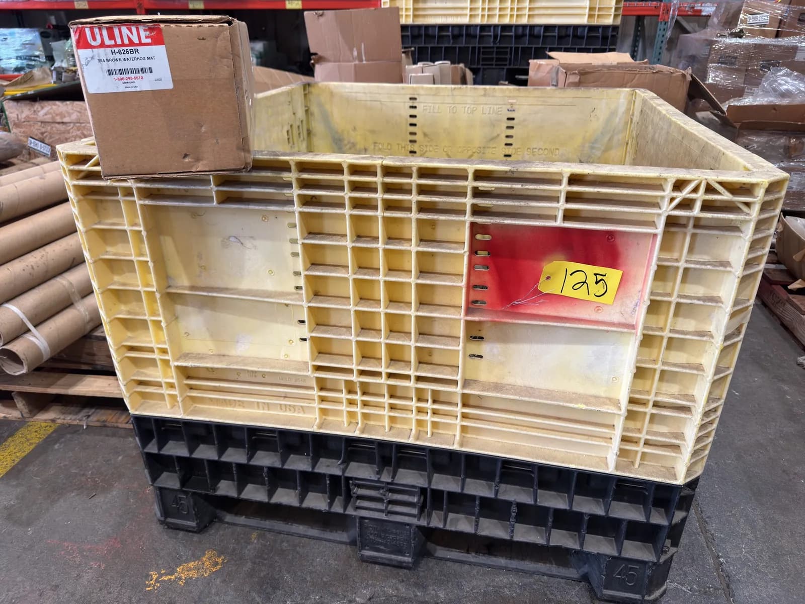 collapsing-crate-with-contents-hubbell-ground-clamps-flat-face-and-uline-waterhog-mat-3ca3d4