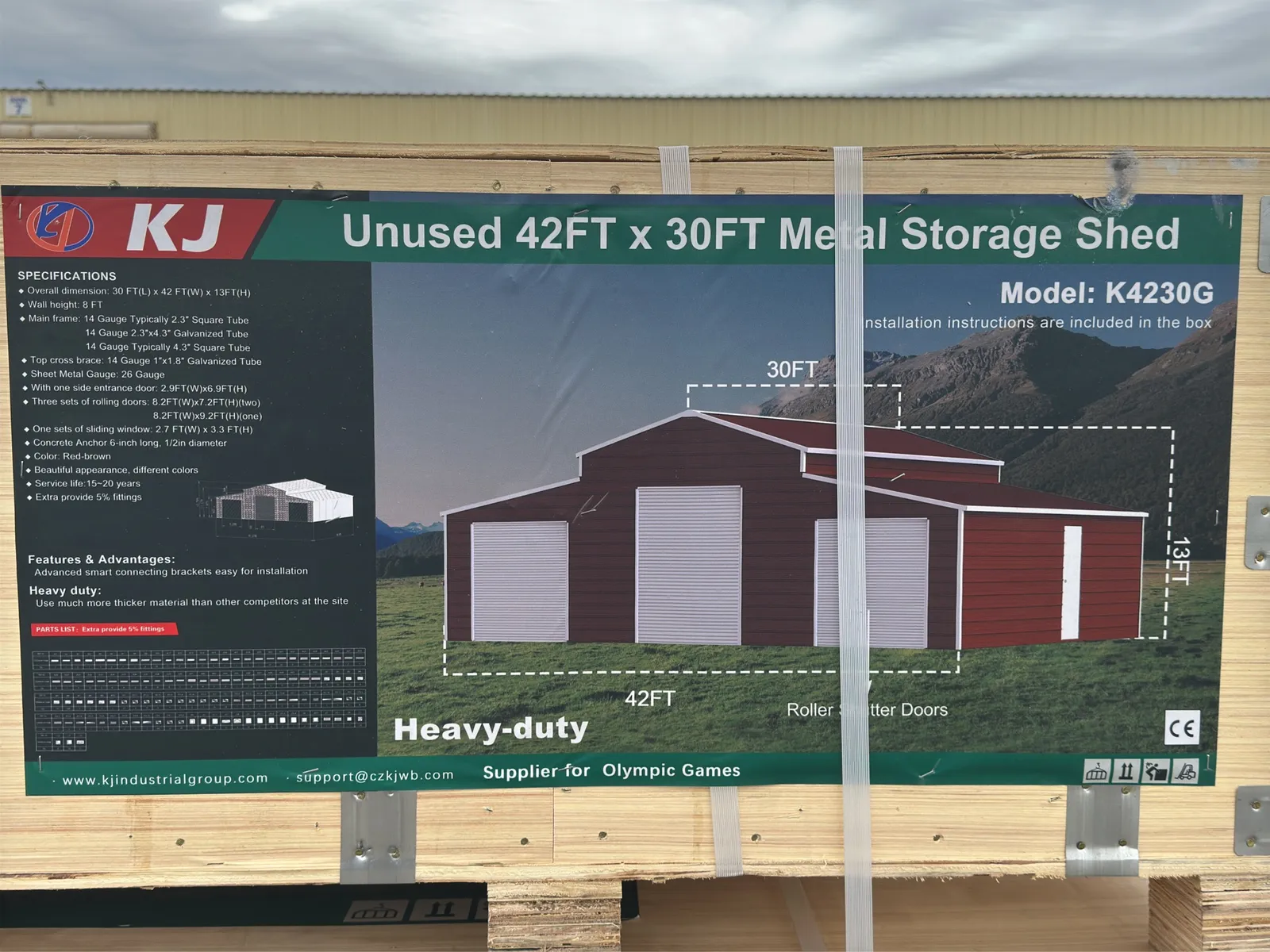 2025-kj-42x30-heavy-duty-metal-storage-shed-model-k4230g-unused-mm2u3fvv