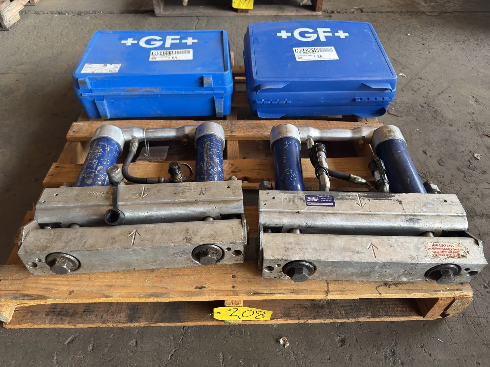 contents-of-pallet-footage-tools-hydraulic-pipe-presses-gf-rotary-pipe-peeler-rs-and-more-10c45a