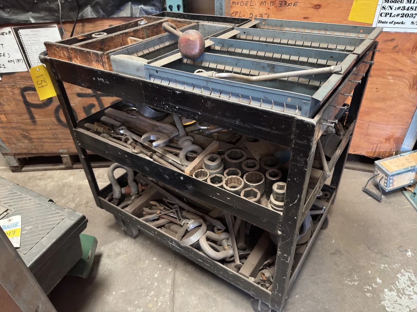 rolling-shop-cart-with-contents-assorted-hand-tools-sockets-rigging-and-more-403e42