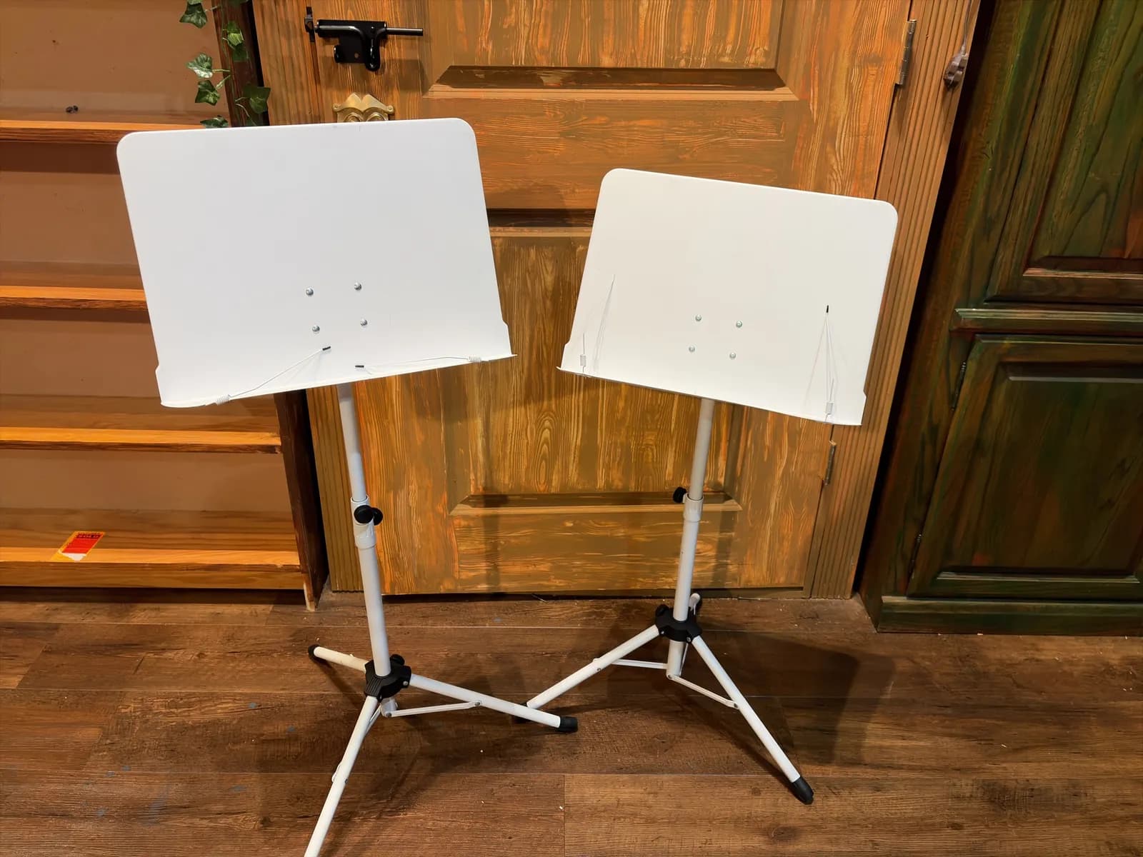 pair-of-white-metal-adjustable-music-stands-b68fac